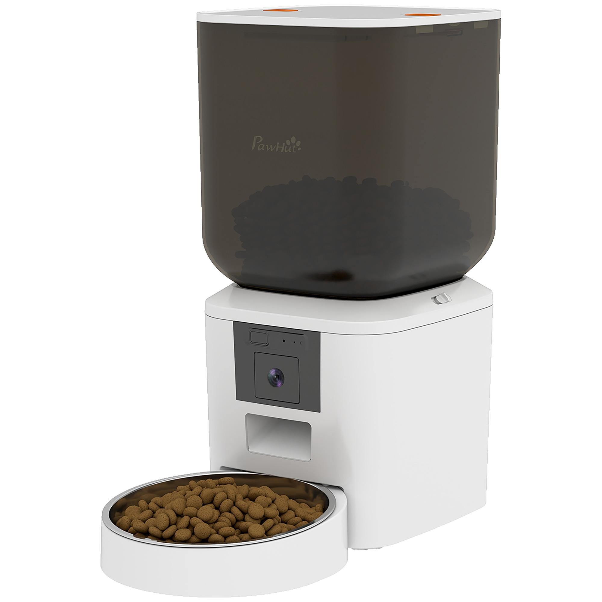White 8L Camera Cat Feeder with App Control