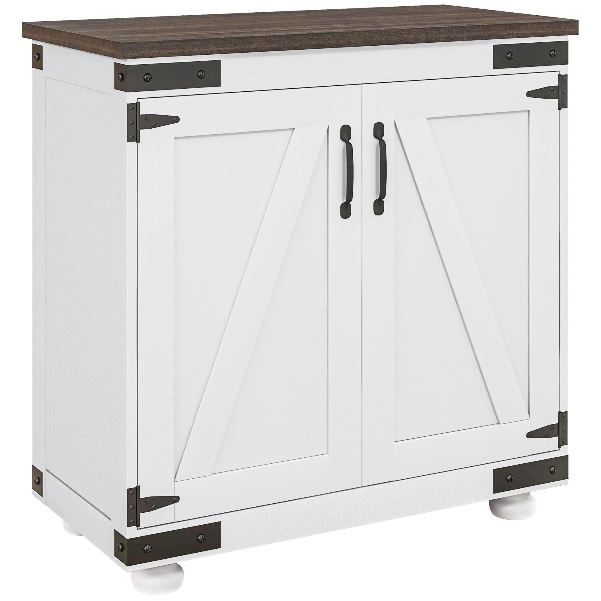 White Barn Door Sideboard with Adjustable Shelf