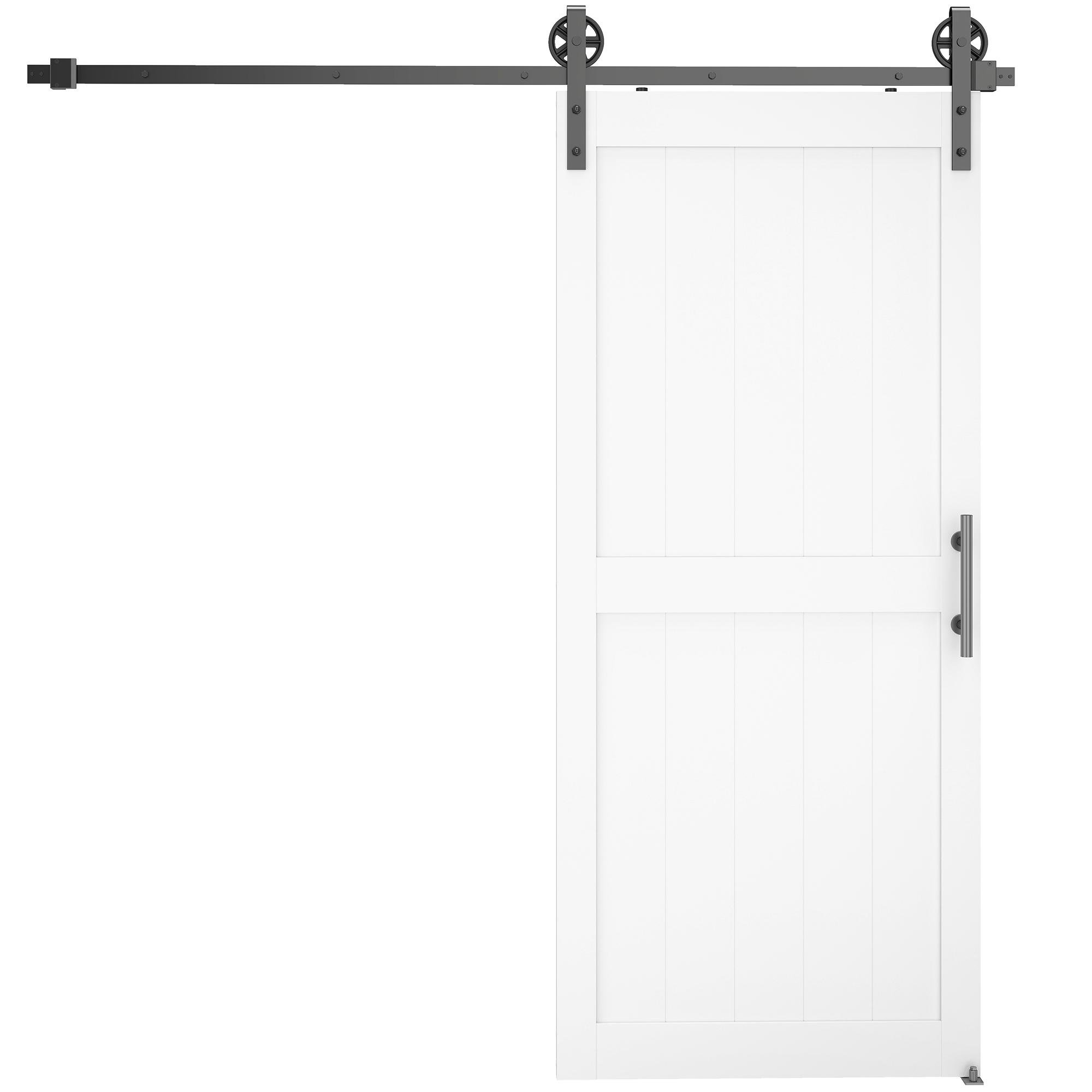 White MDF Sliding Barn Door with 6-Foot Hardware Kit