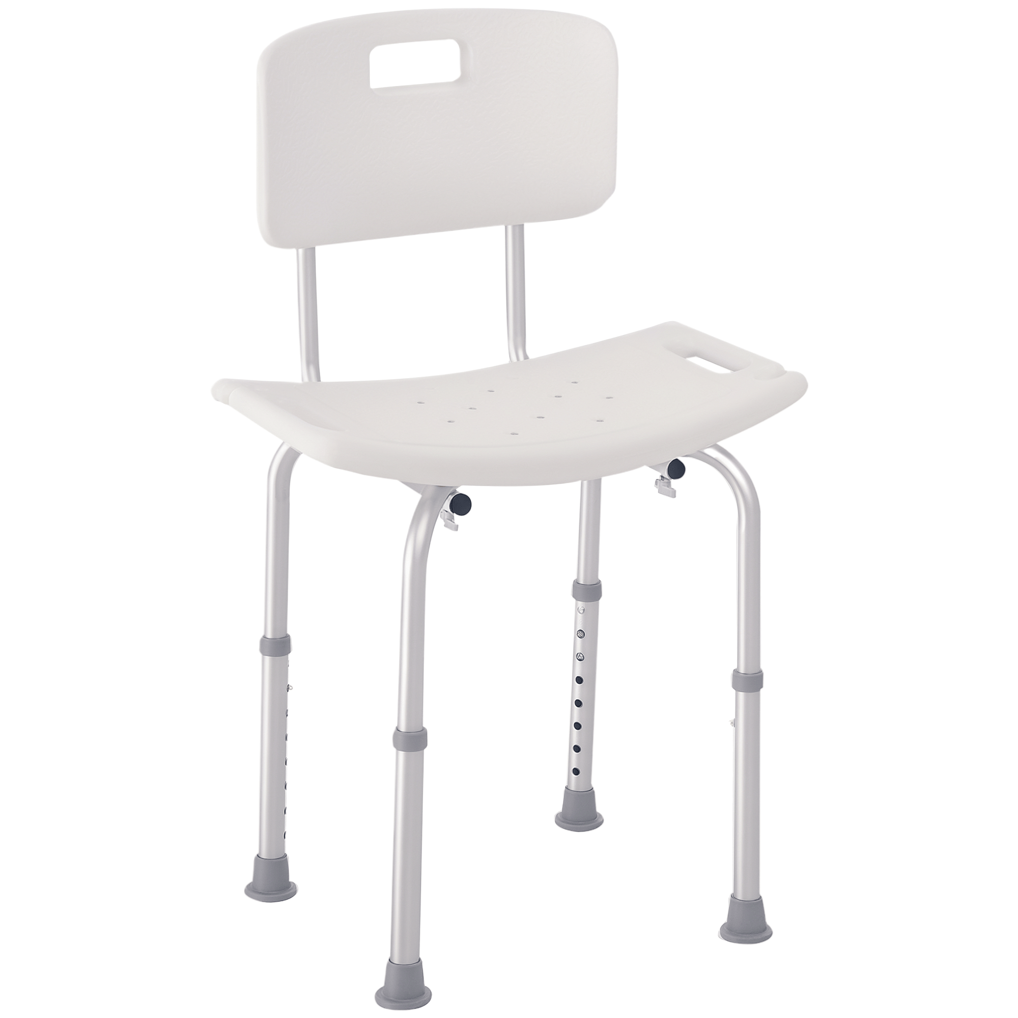 White Bath Chair With Back, Adjustable Height
