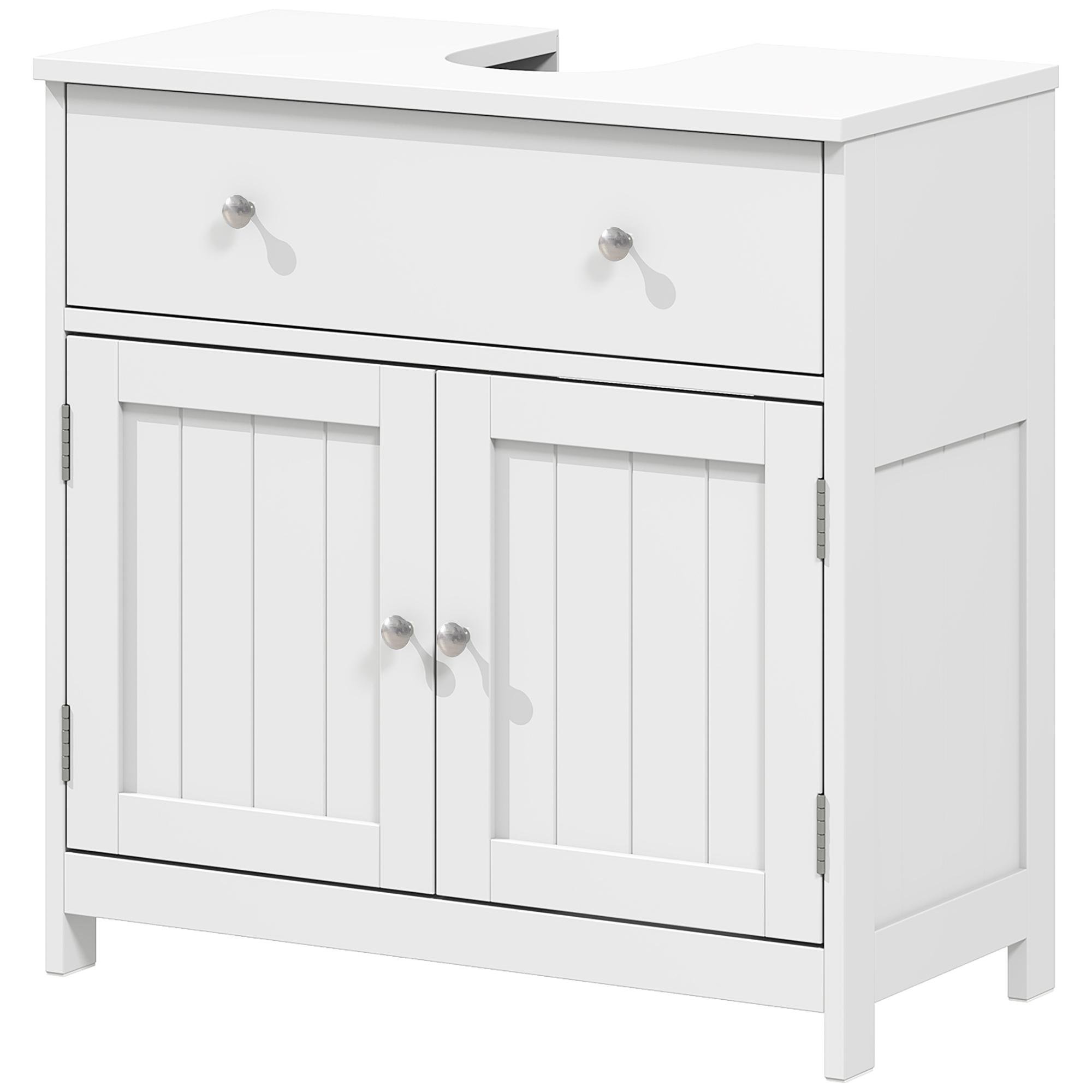 White Bathroom Vanity with U-Shaped Cutout, 23.6 in