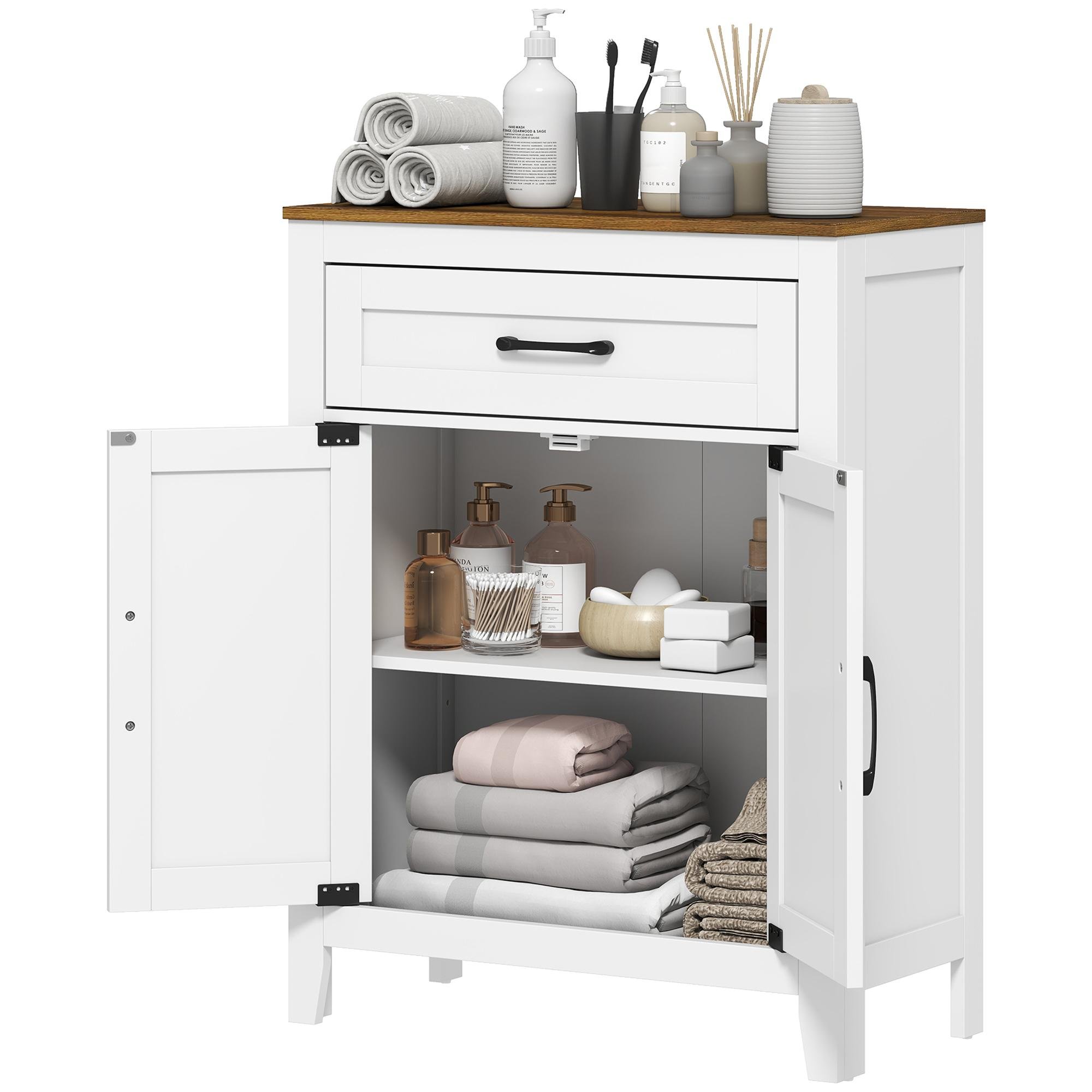 Walnut Barn Door Cabinet with Adjustable Shelf, White