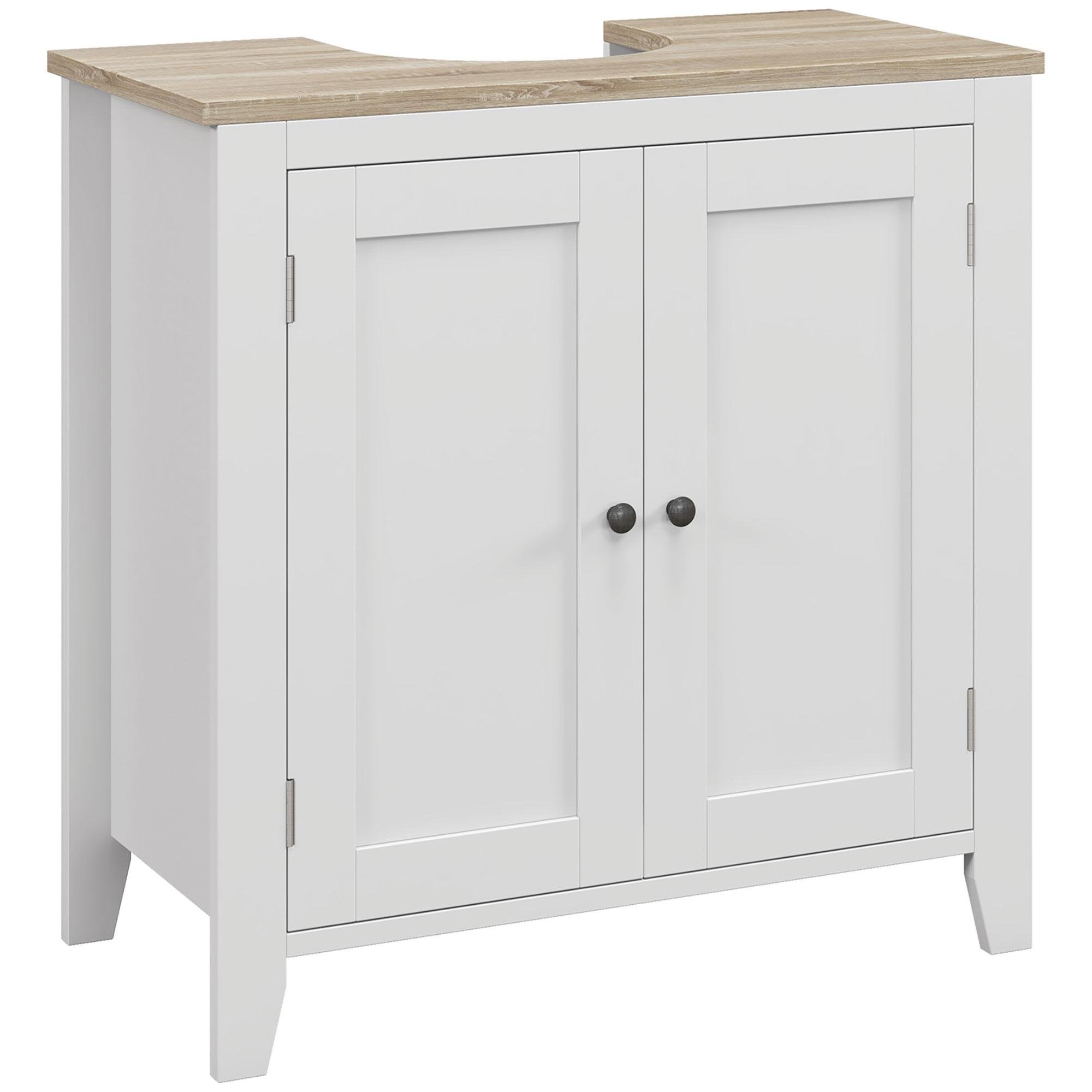 23.6 Inch White Sink Cabinet with U-Shaped Cut-Out