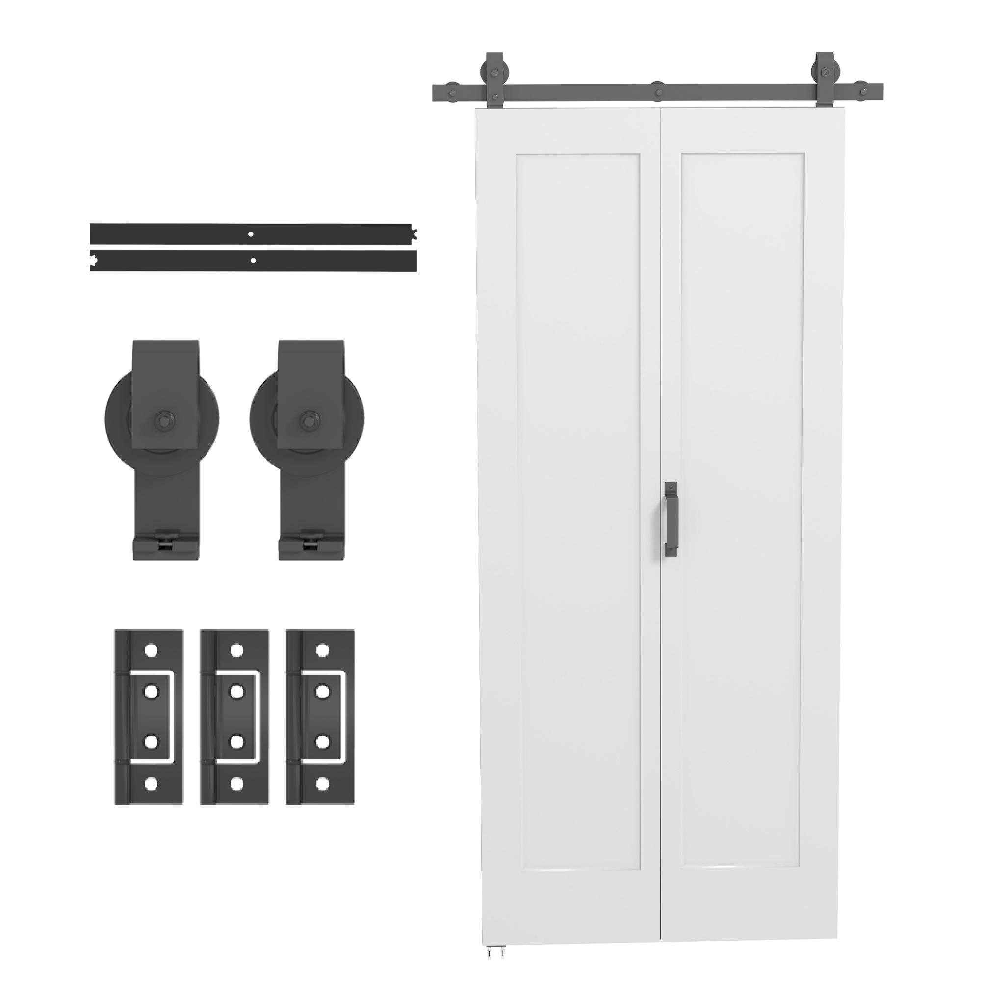 White Bifold Sliding Door with Hardware Kit, 35.4 in