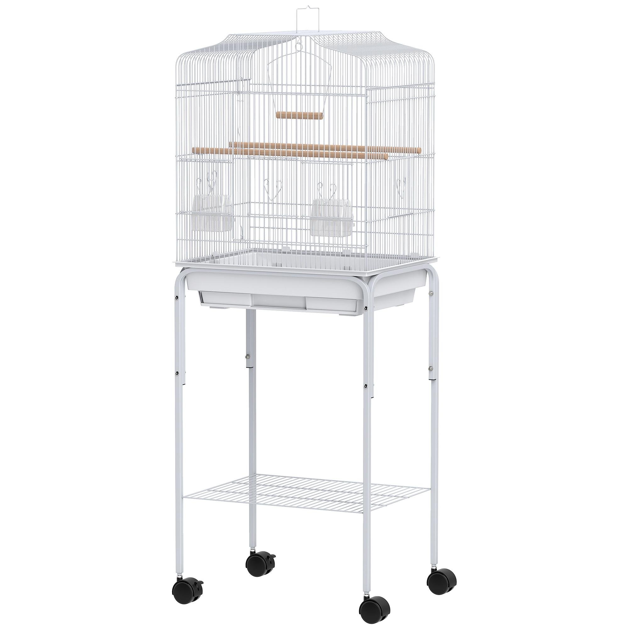 White 48.8 Inch Bird Cage with Storage Shelf