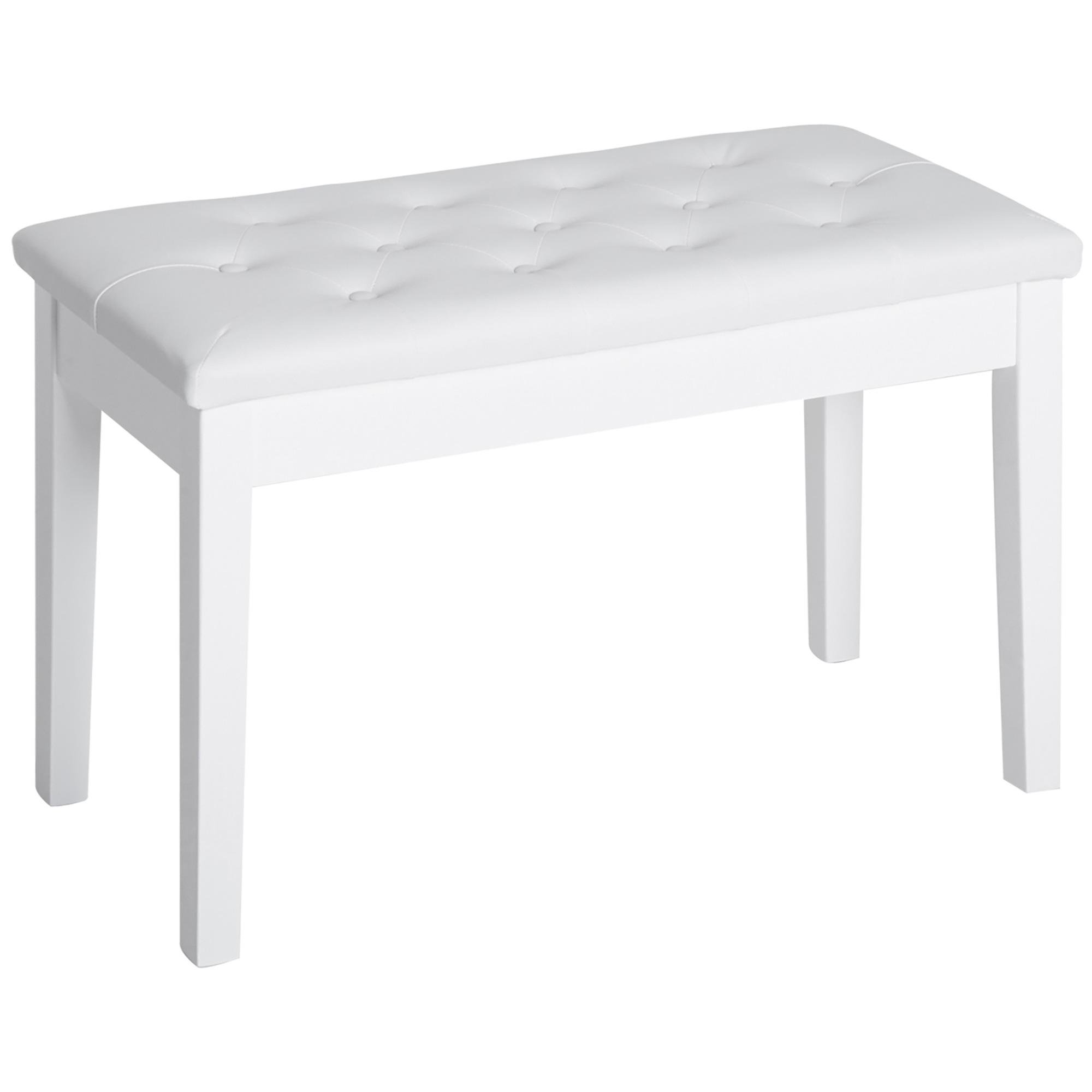 White 30-inch piano bench with padded storage seat