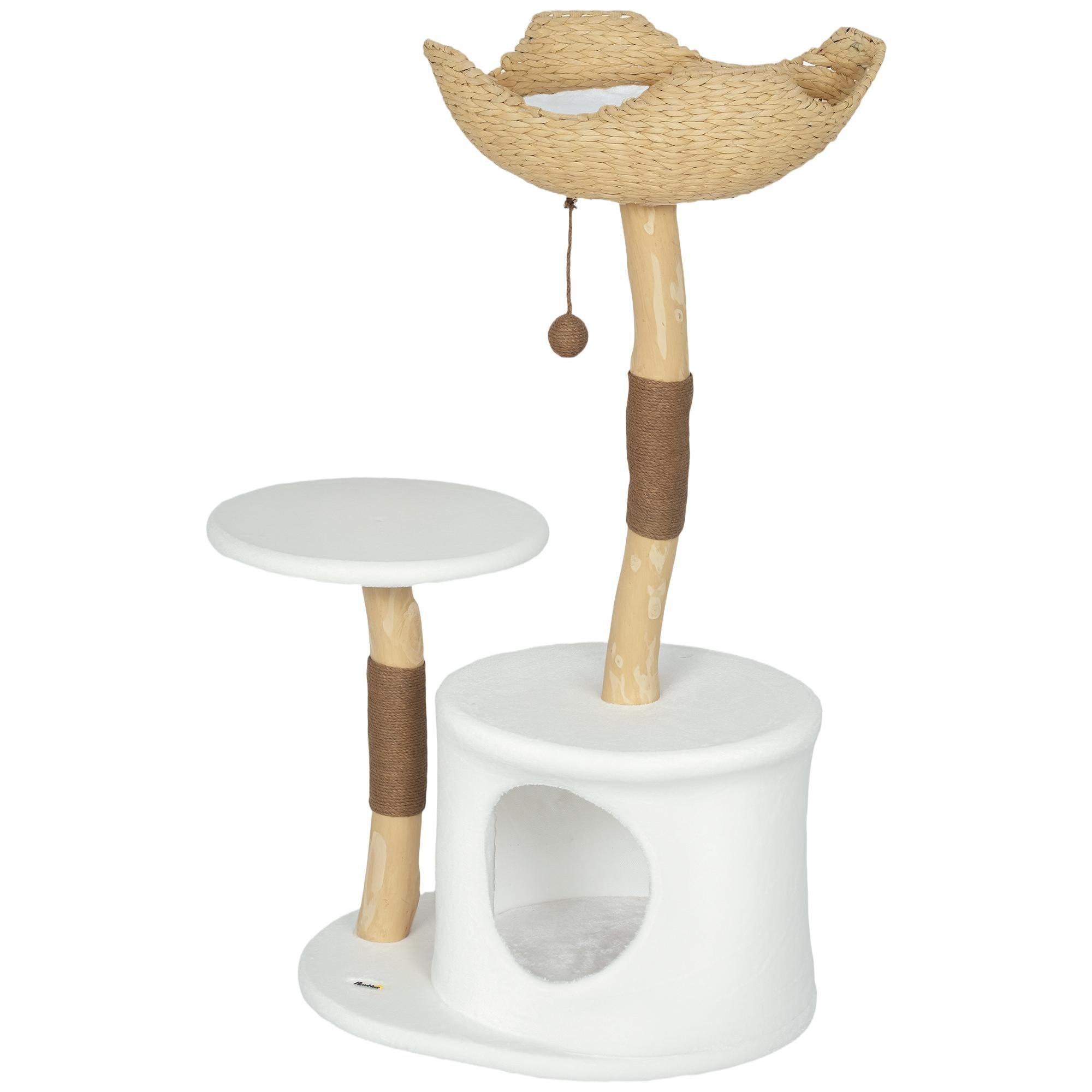 White Sisal Cat Tower with Condo and Perch, 40.2-Inch