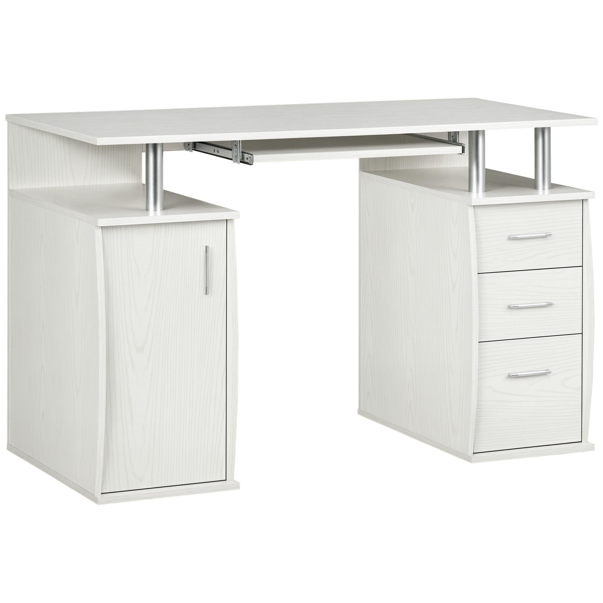 White 120 cm Computer Desk with Storage