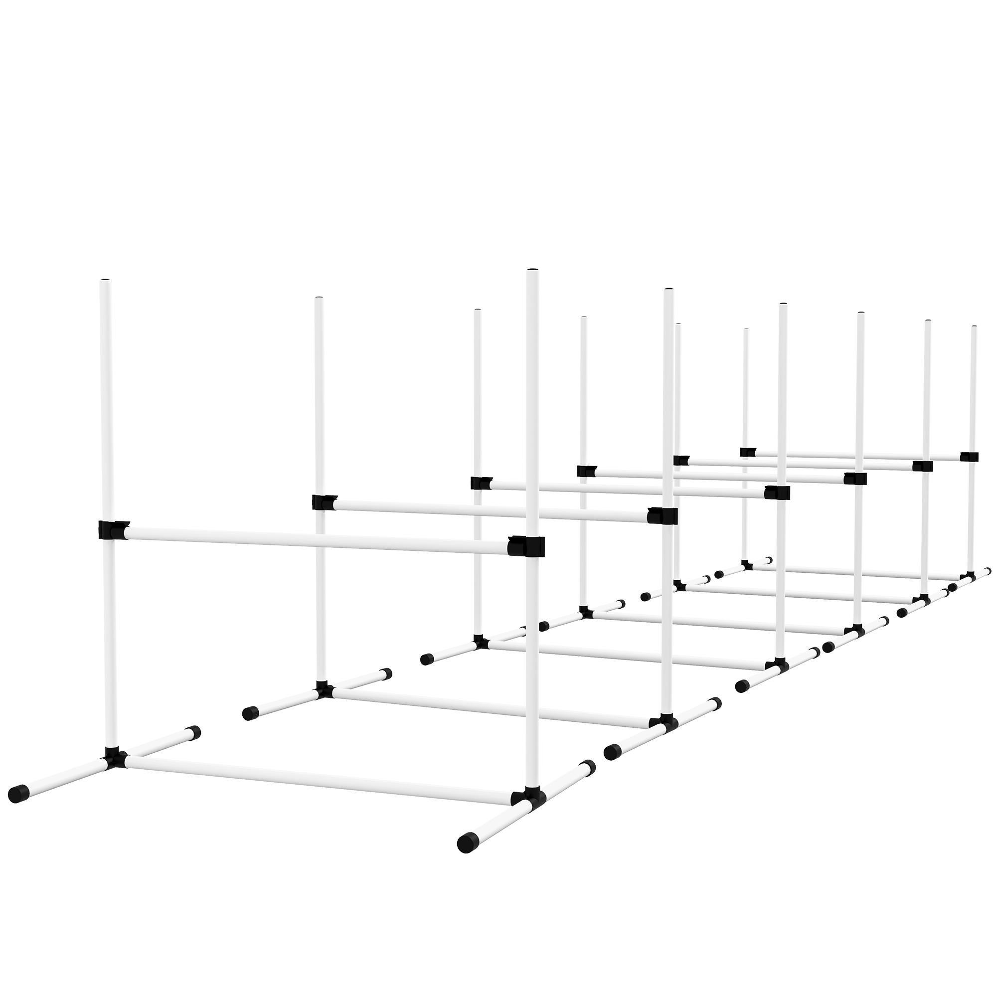 White Six-Jump Agility Set with Adjustable Bars