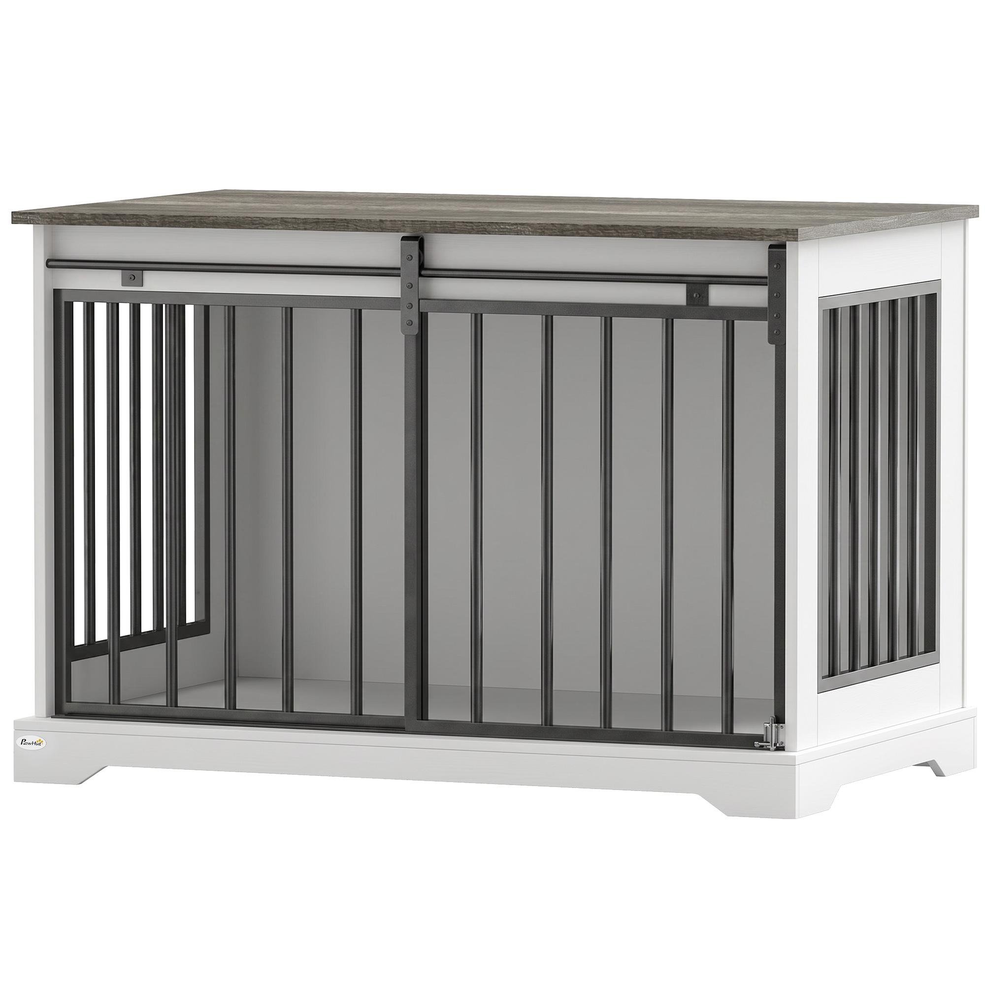white sliding barn door crate furniture for large dogs
