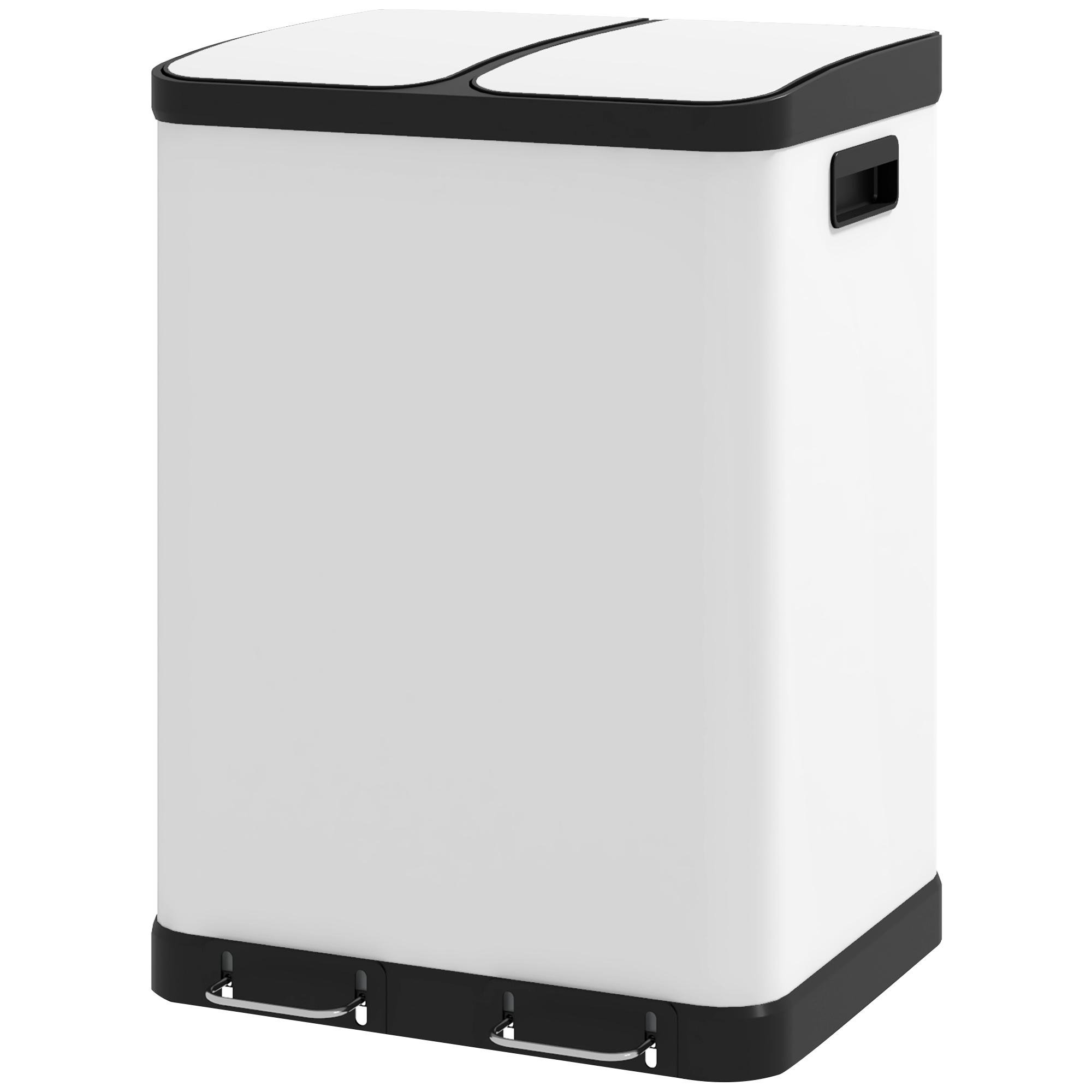 White Dual Compartment Bin with Soft-Close Lids