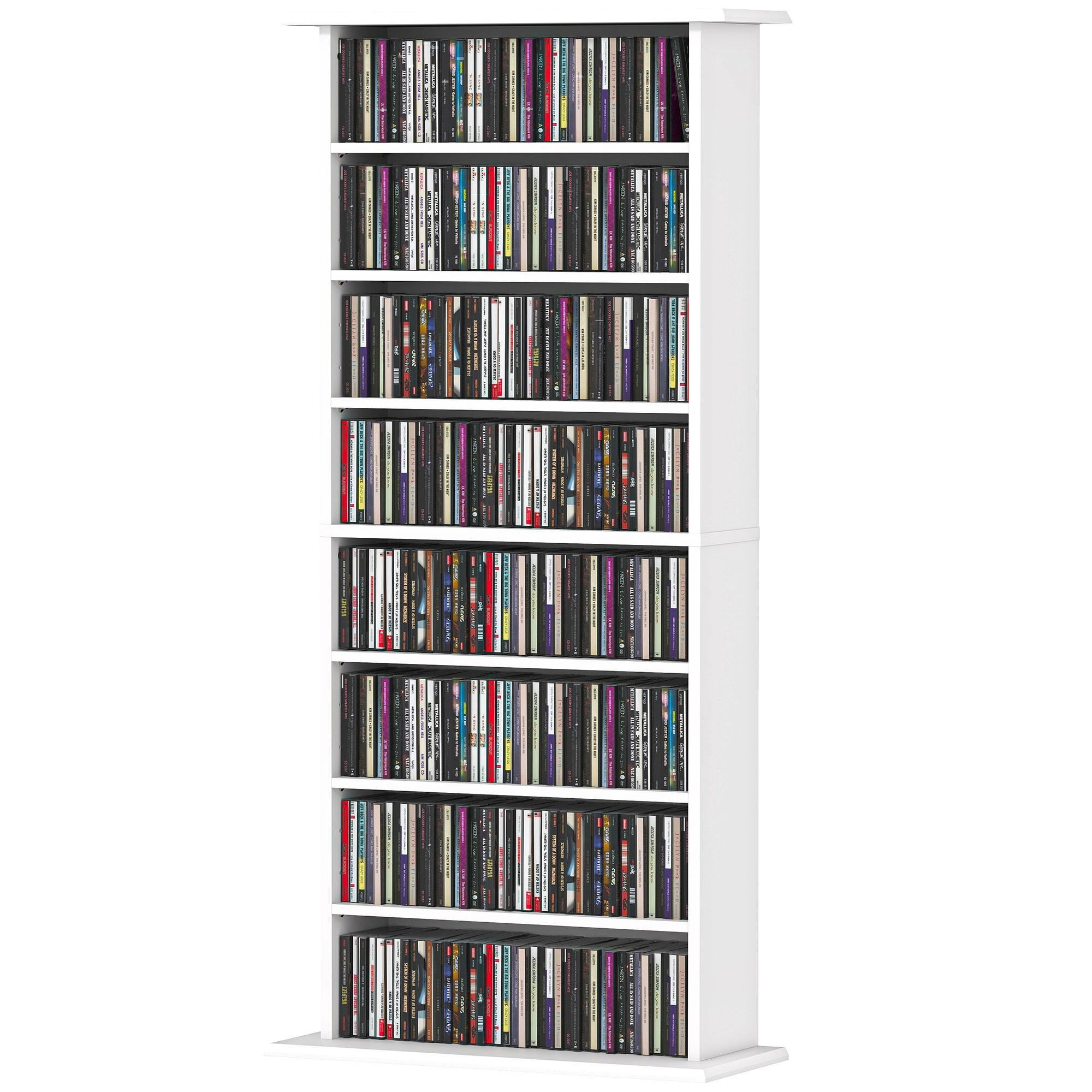 White Slim CD Shelf with 6 Adjustable Shelves