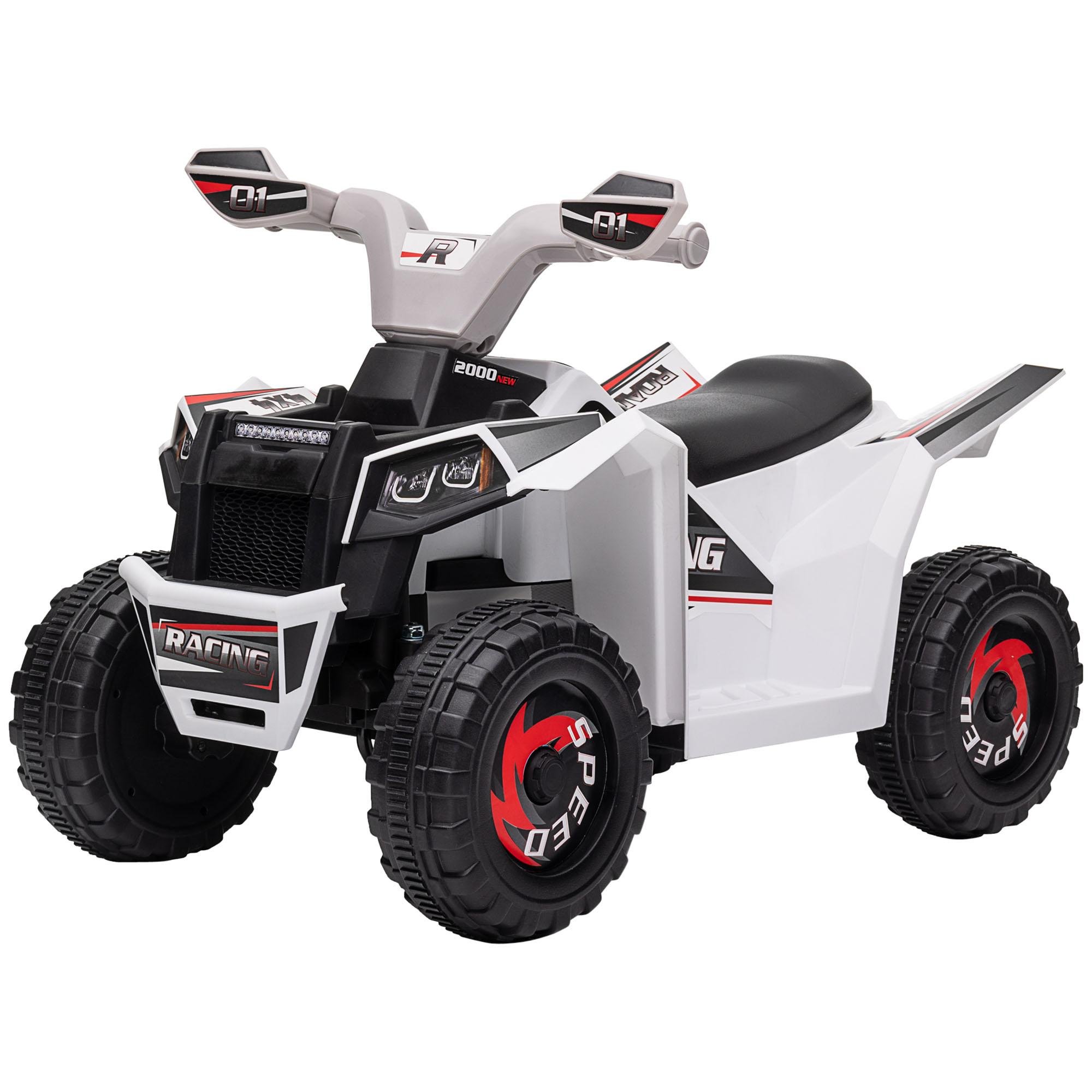 White 6V Electric Quad with Forward and Reverse Drive