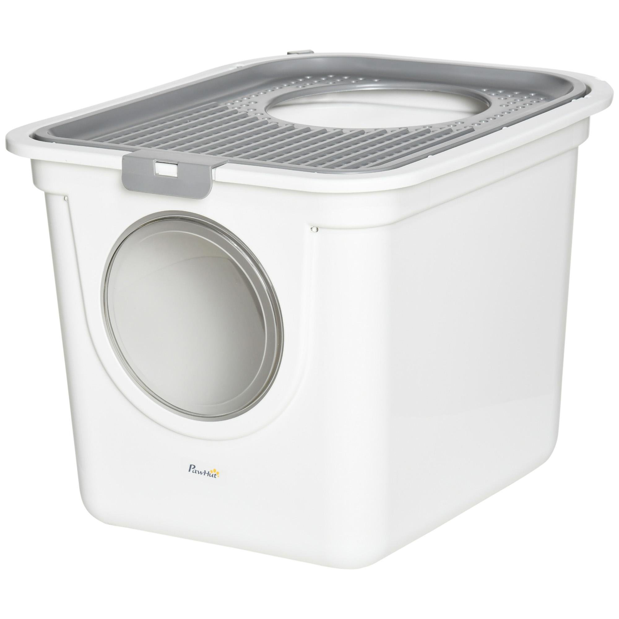 White PE Cat Litter Box with Front Entry and Top Exit