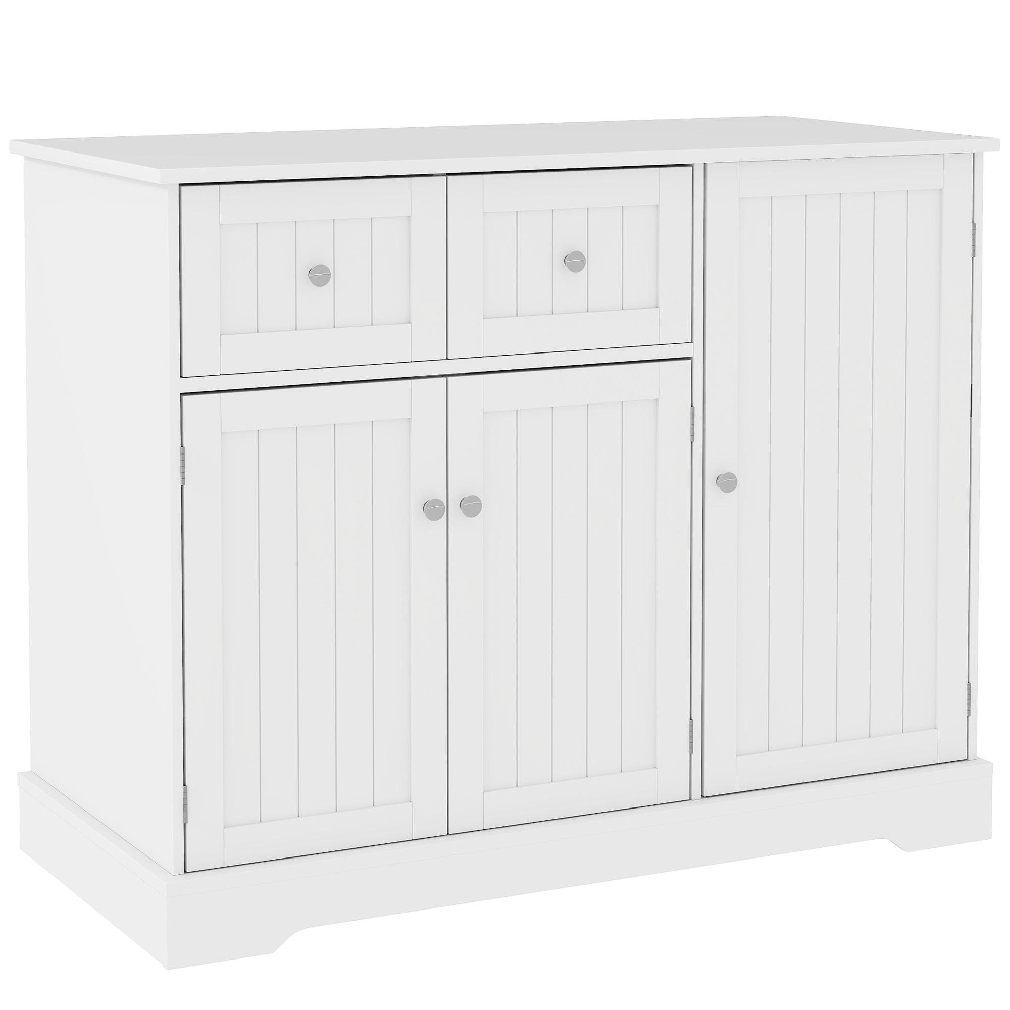 White Cat Litter Console with Storage and Drawers