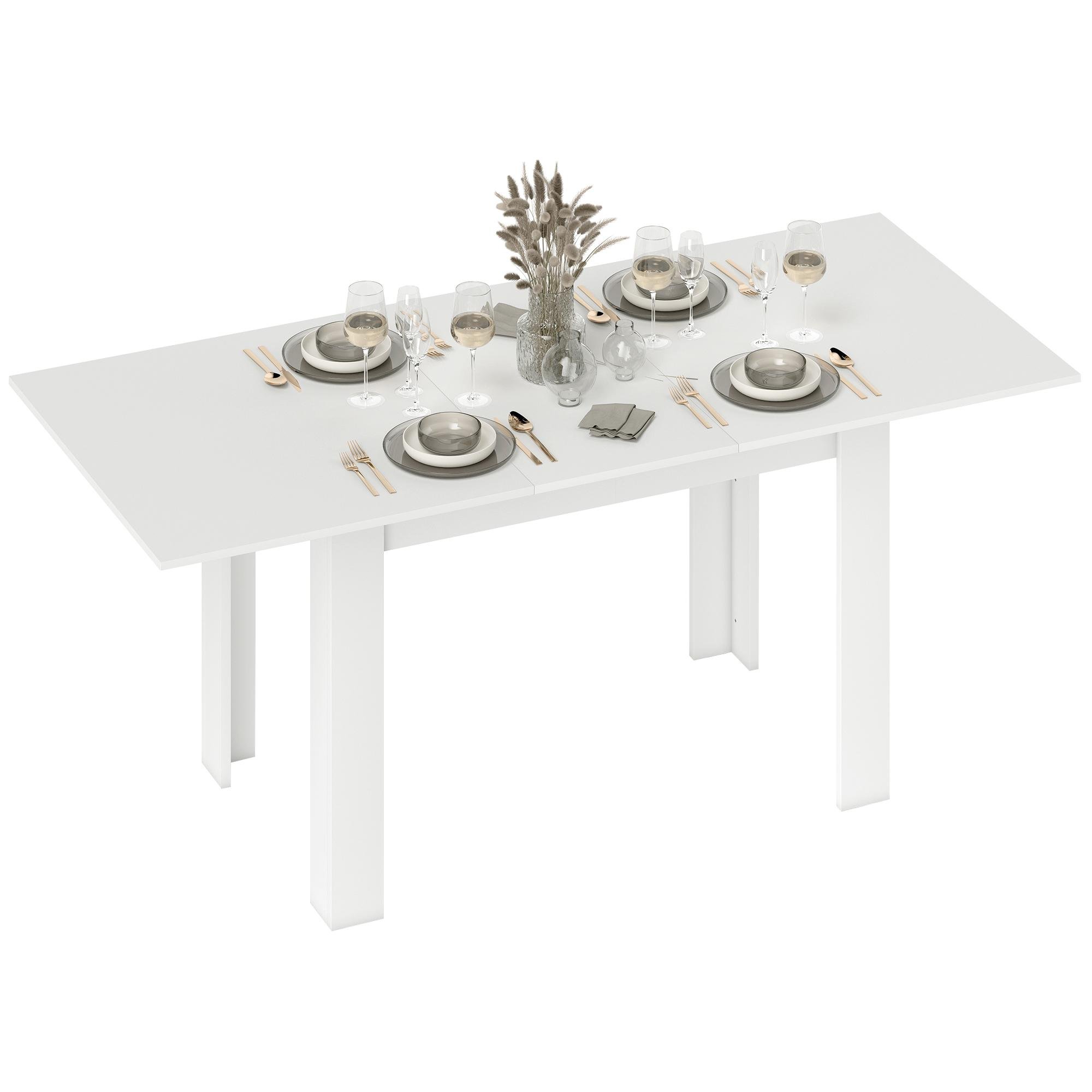 White 6 8 Seat Table, Extendable Dining Table for 6-8