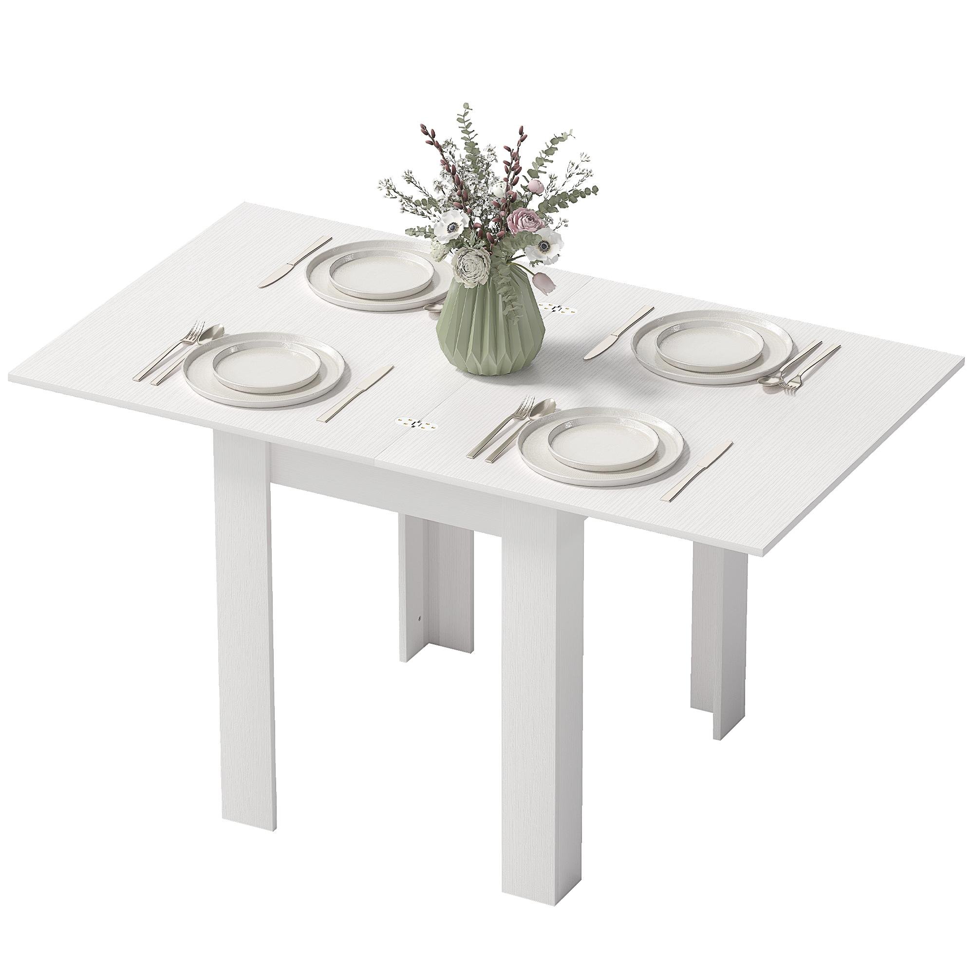 White 55 Inch Extendable Table for 4-6