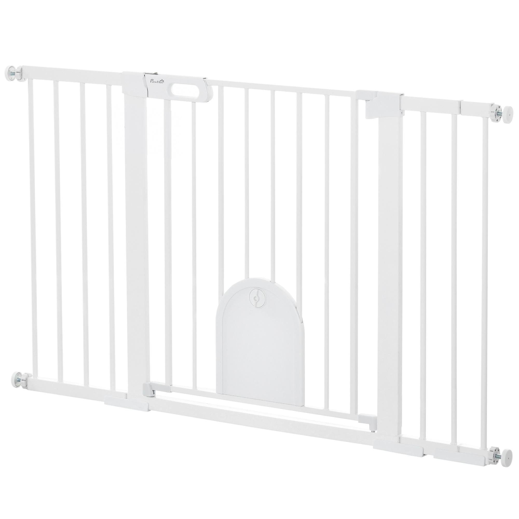 Extra Wide Cat Door Gate, White 30-Inch Pet Barrier