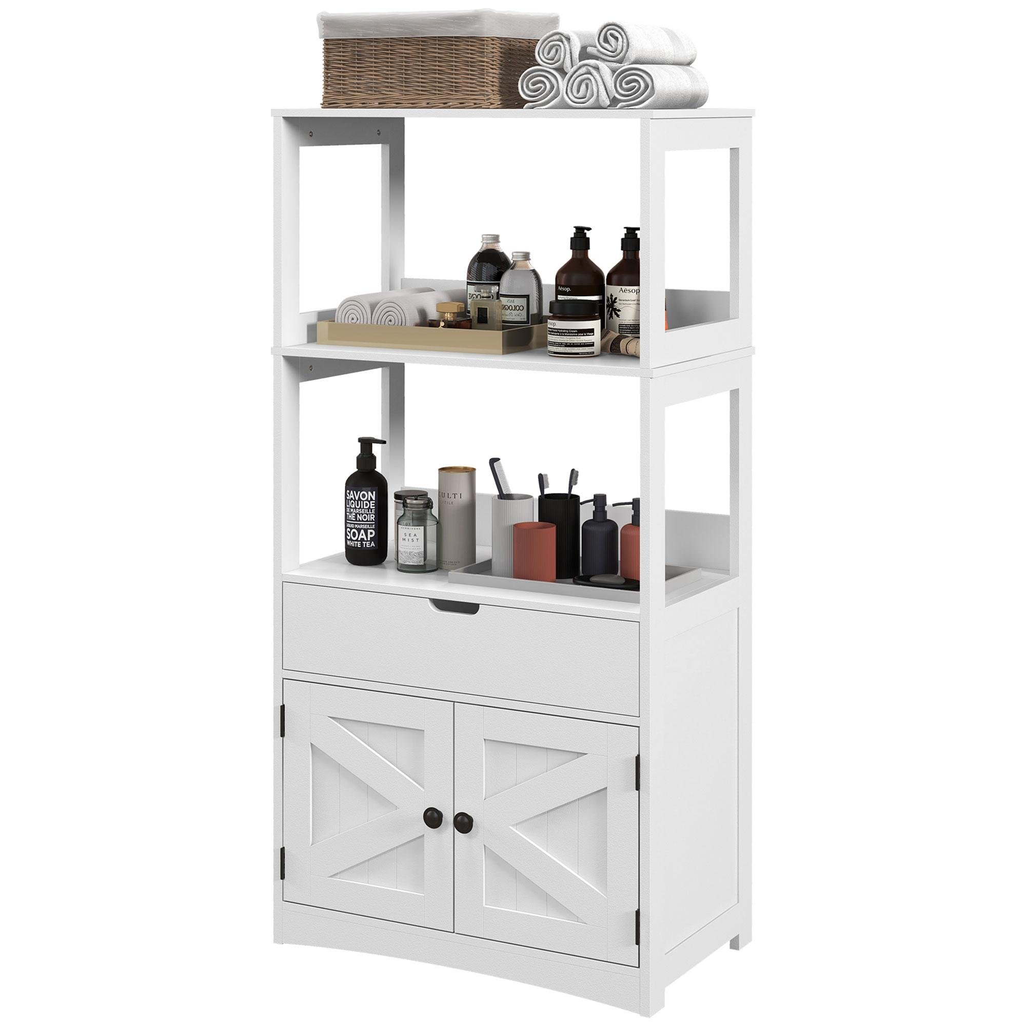 White Farmhouse Linen Cabinet Drawer, 23.6-Inch Wide