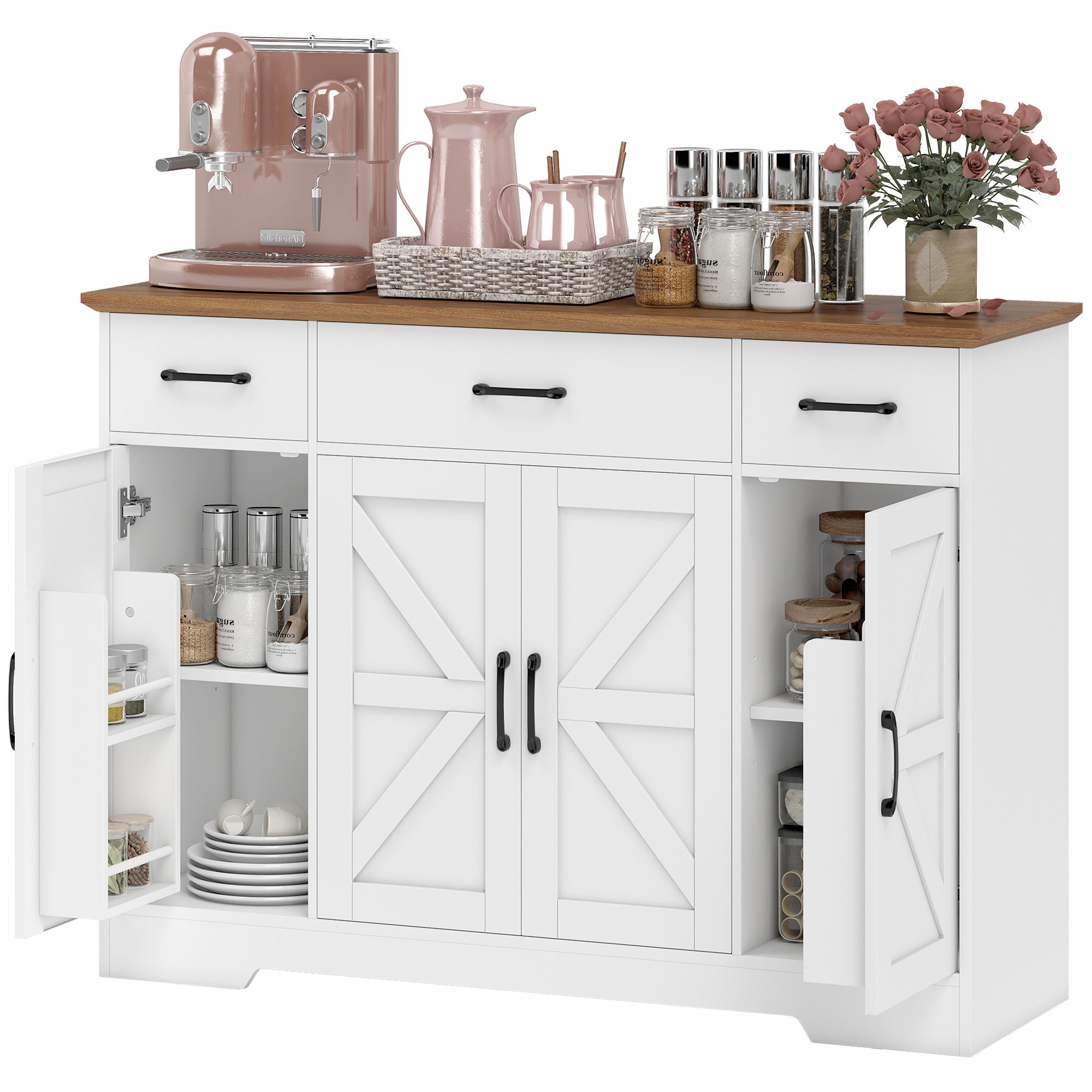 White Soft-Close Buffet with Adjustable Shelves