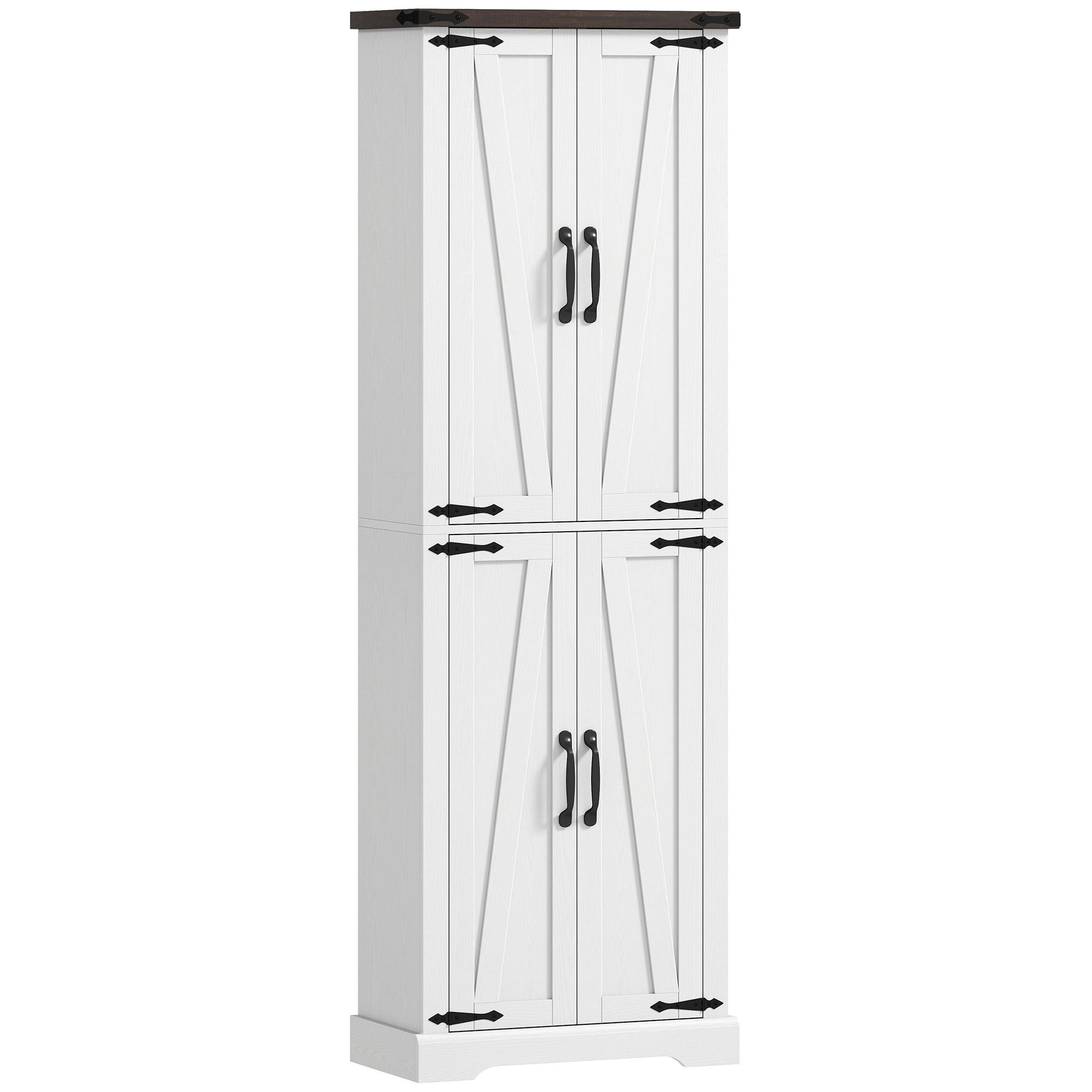 White 72 Inch Farmhouse Pantry with Adjustable Shelves
