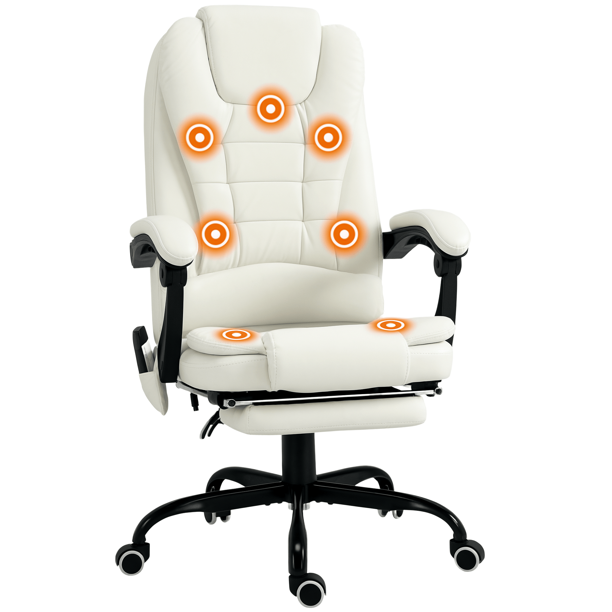 White Faux Leather Massage Chair with 7-Point Vibration
