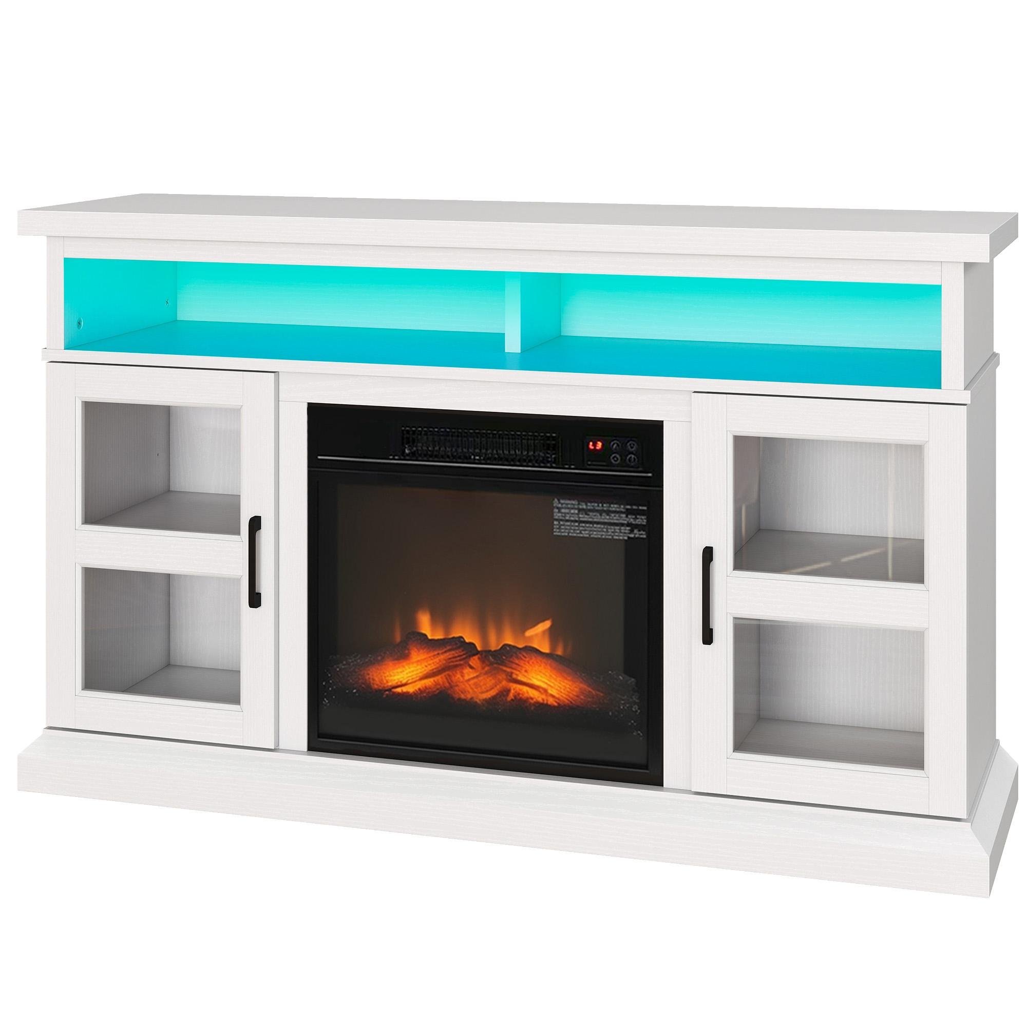 48 inch white fireplace stand with 3D flame effect