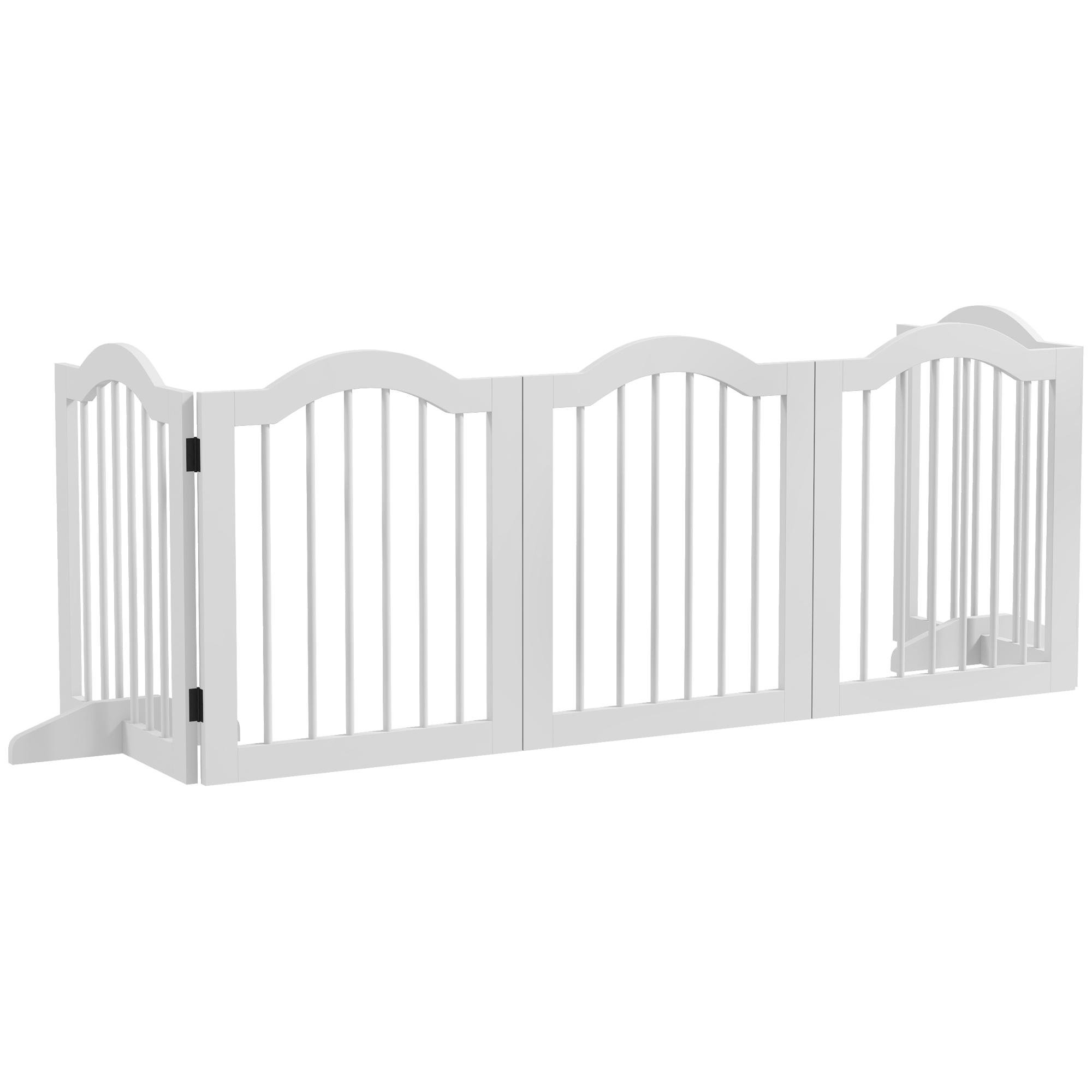 White Five Panel Dog Gate, Folding 24-Inch Indoor Barrier