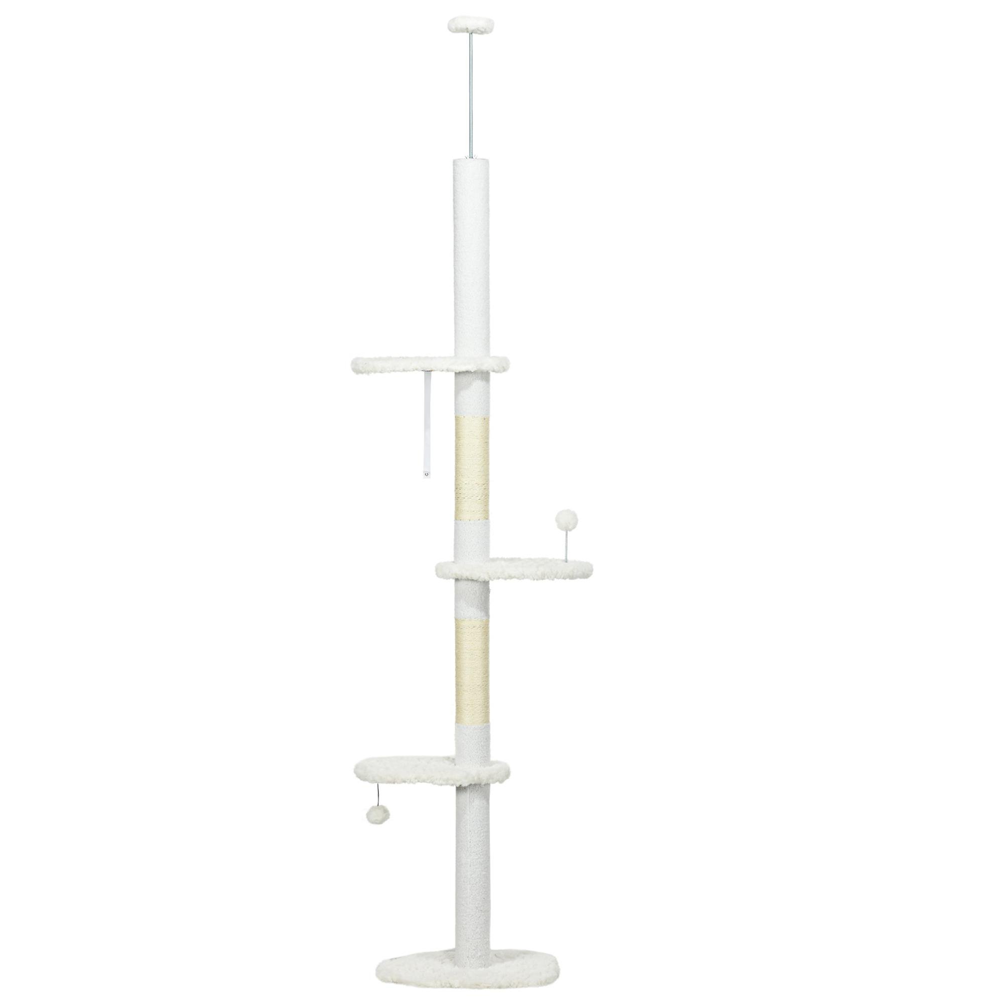 White Ceiling Cat Tree with Adjustable Height