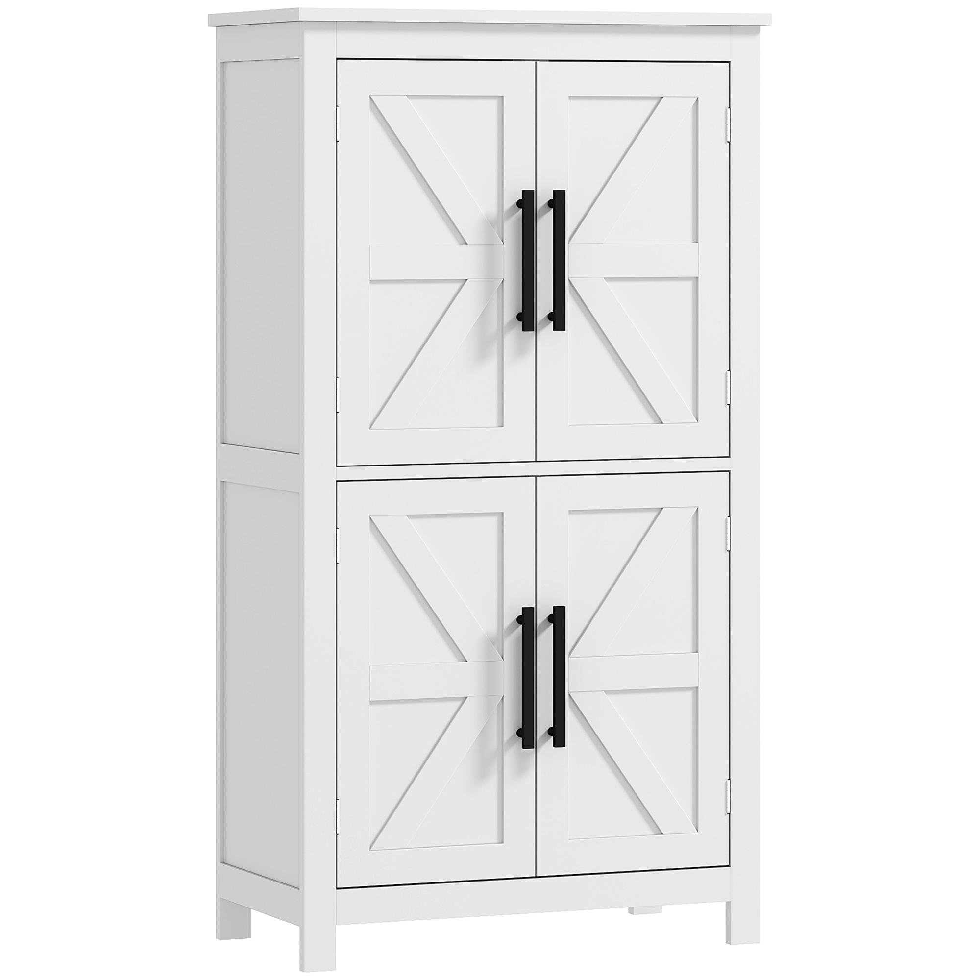 White Four Door Bathroom Cabinet with Adjustable Shelves