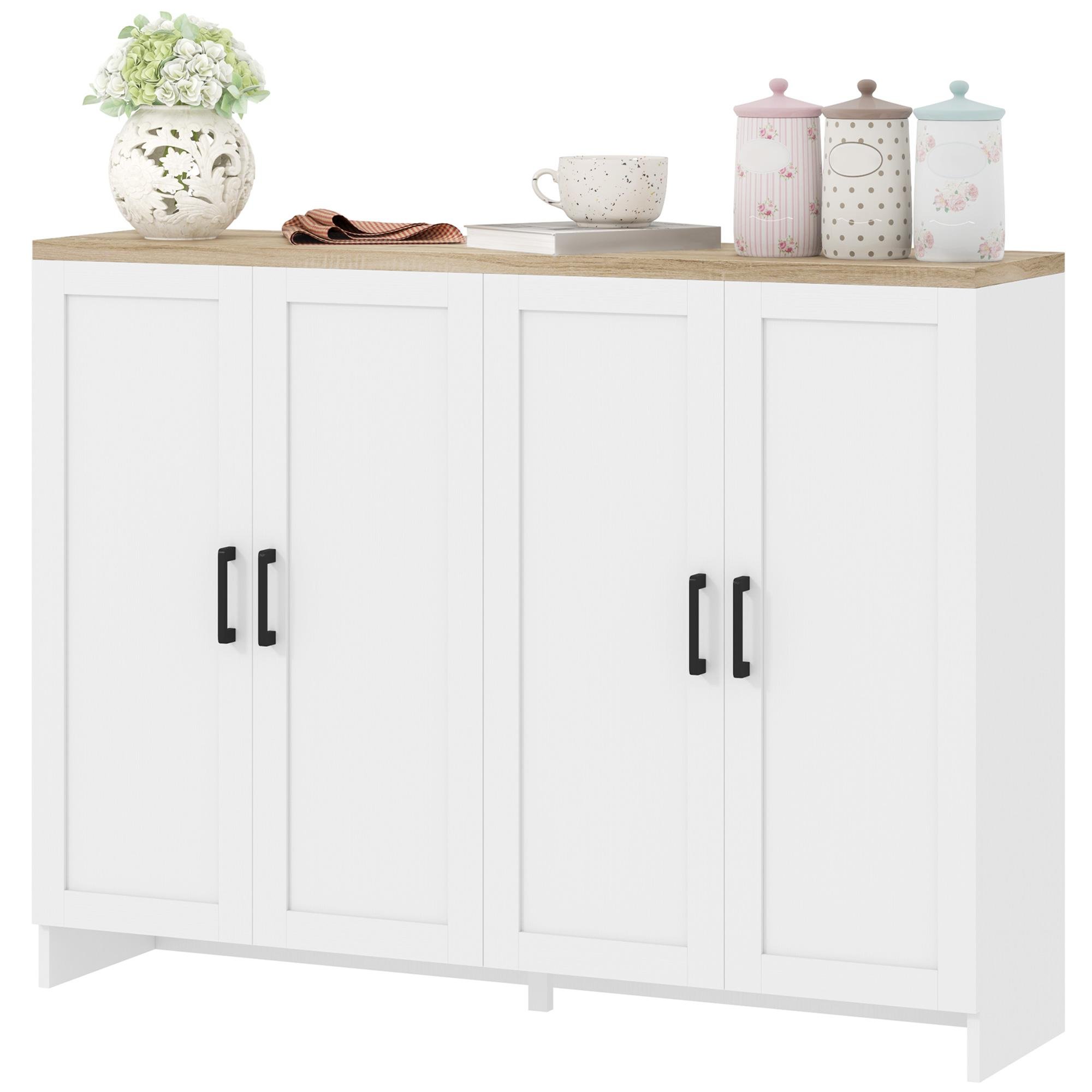 White Sideboard Adjustable Shelves and Four Doors