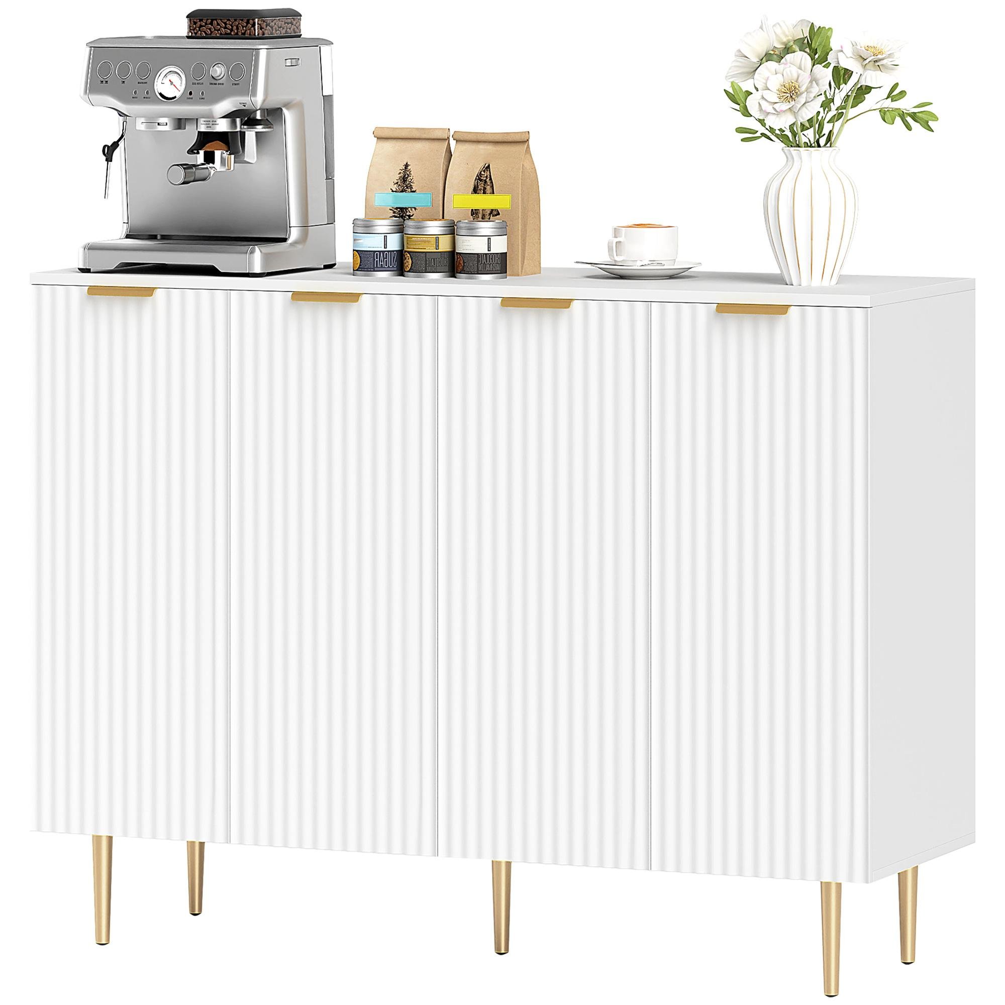 White Four Door Sideboard with Adjustable Shelves