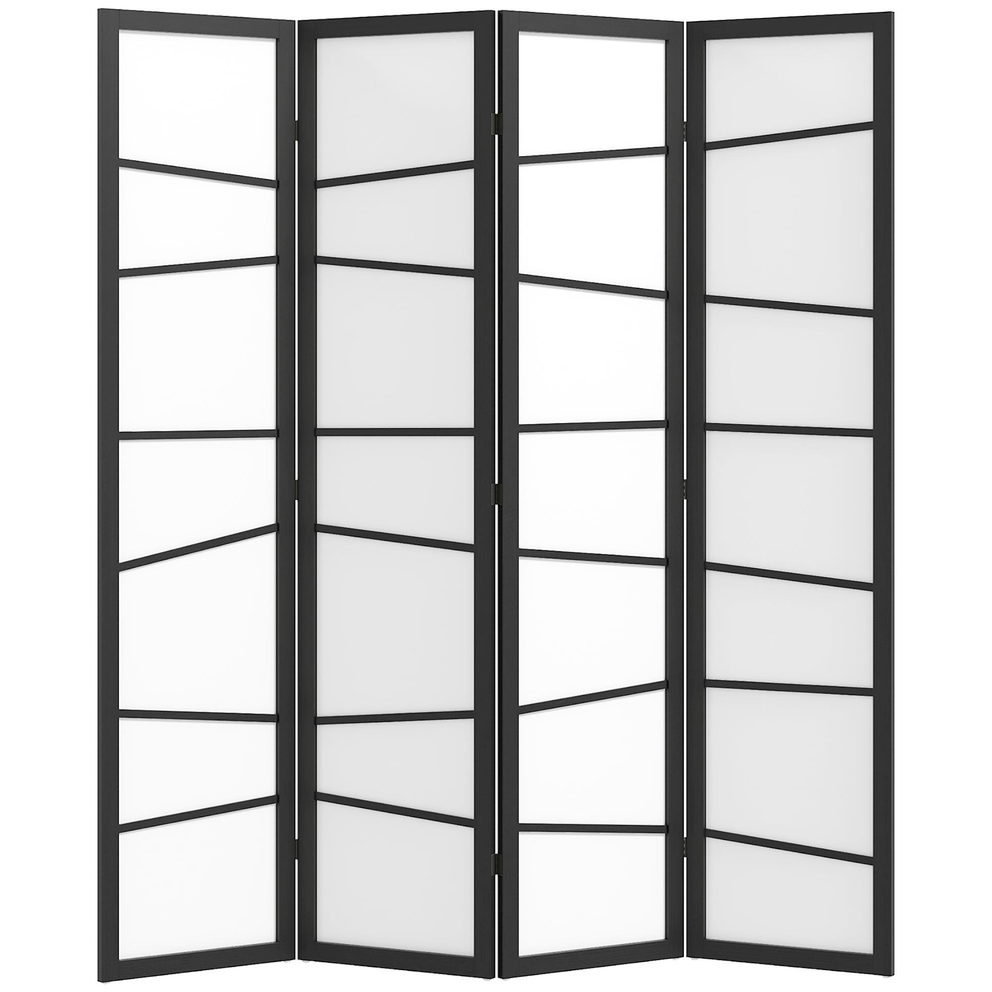 White 4 Panel Room Divider, Folding Privacy Screen