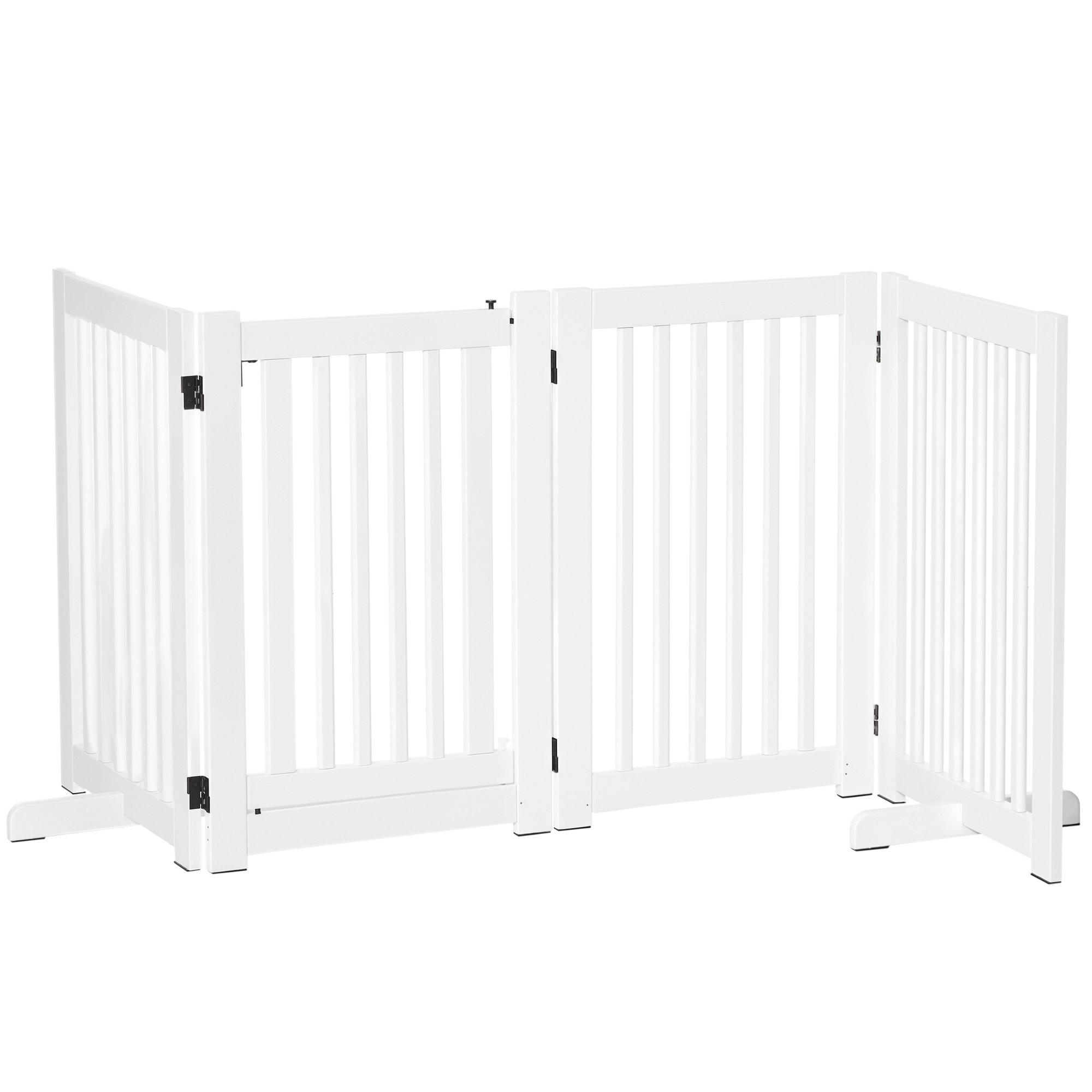 White MDF Folding Pet Gate with Door, 81-Inch Wide
