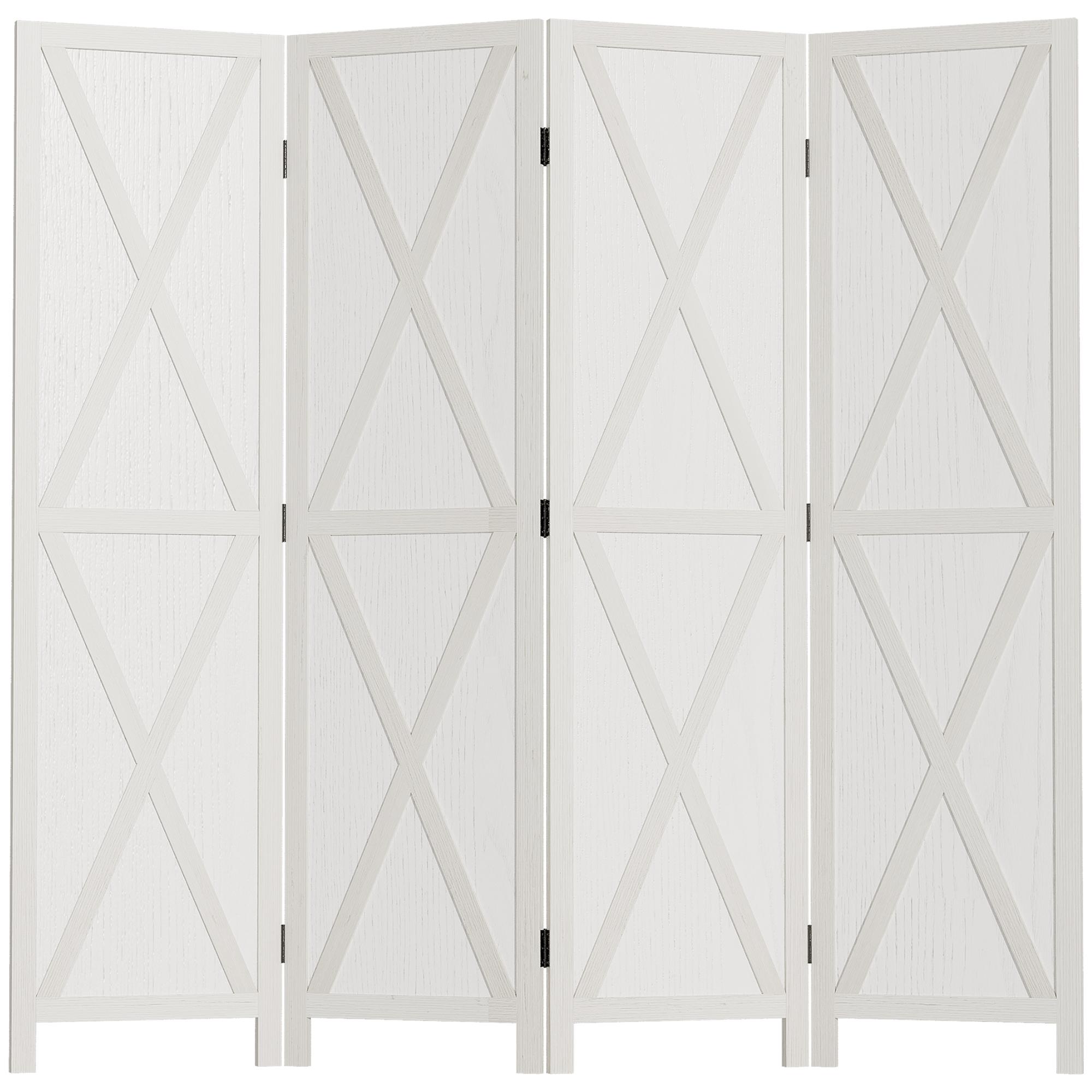 White farmhouse 4 panel screen with folding design