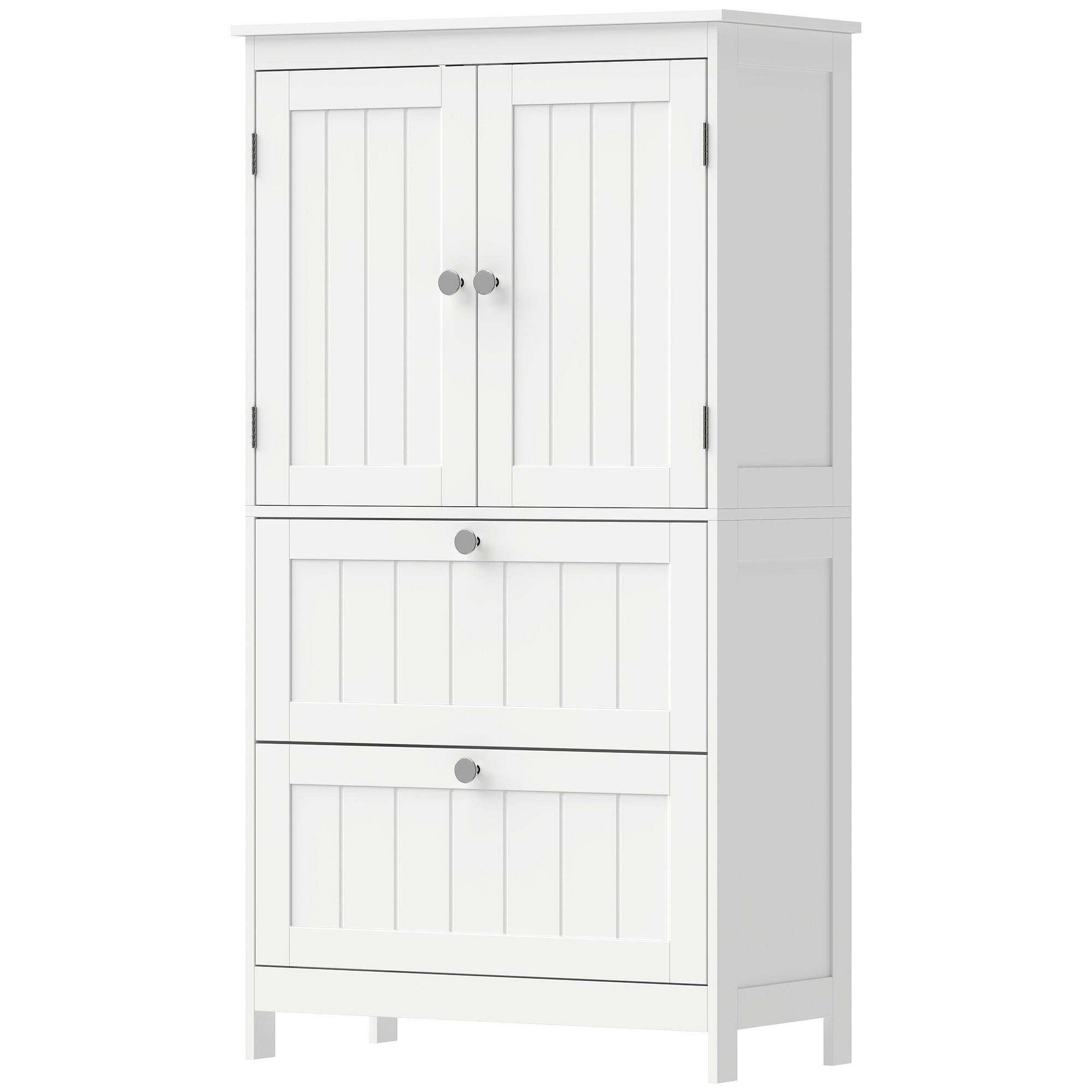 White Beadboard Bathroom Cabinet with Adjustable Shelf