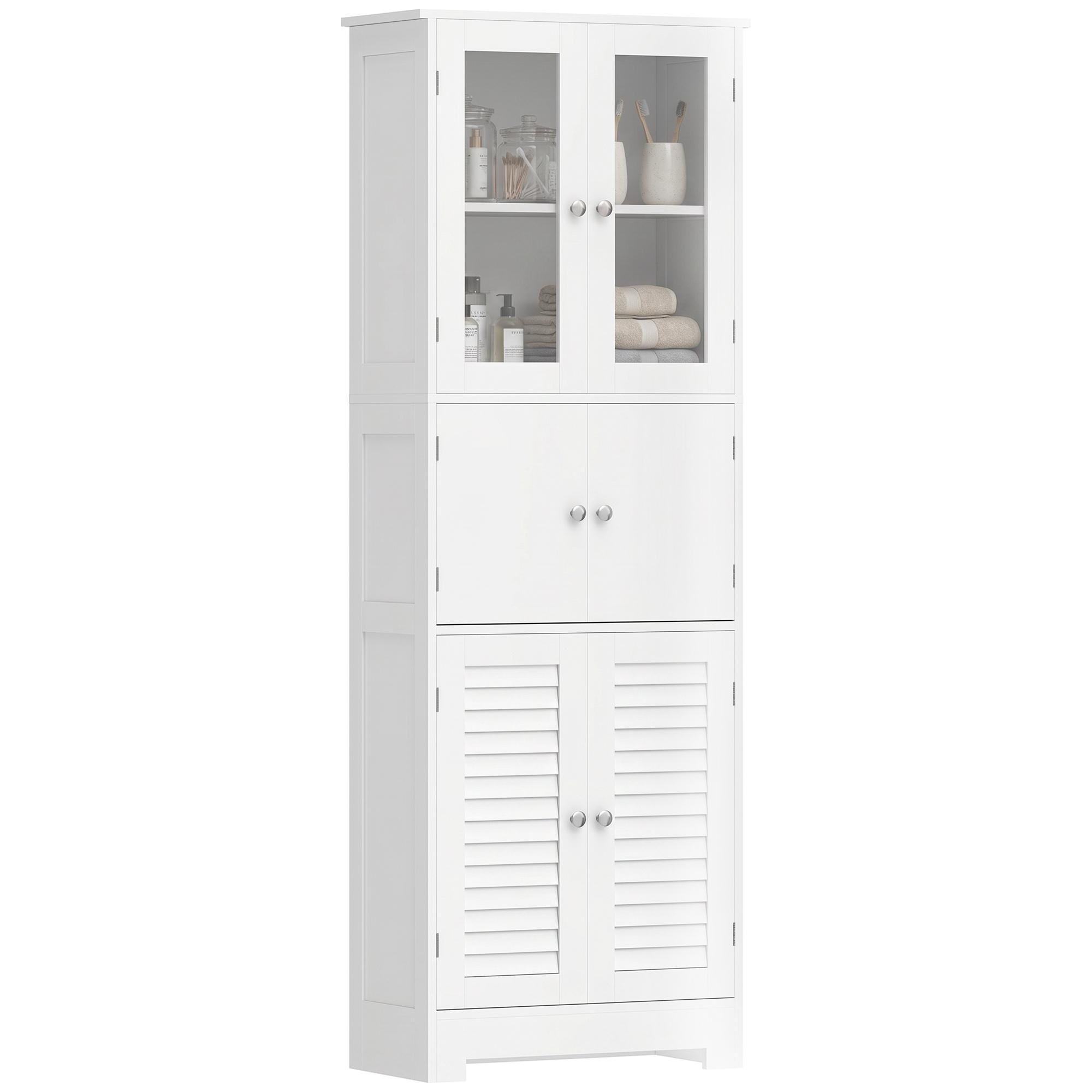 White Louvred Bathroom Cabinet with Three Door Styles