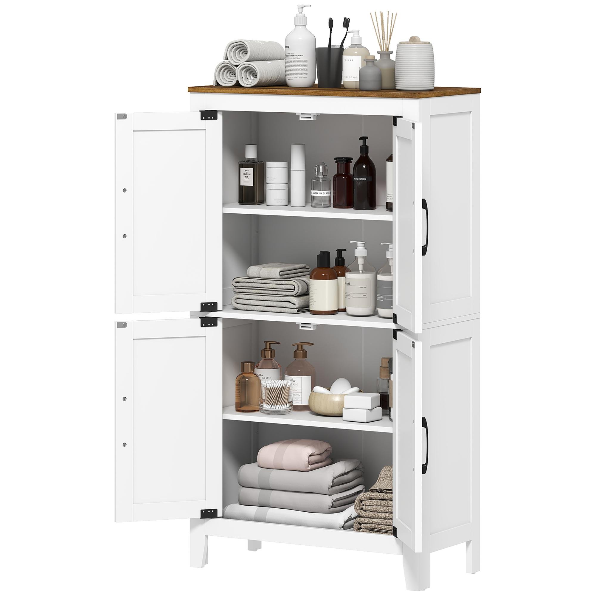 White Walnut Barn Door Cabinet with Adjustable Shelves