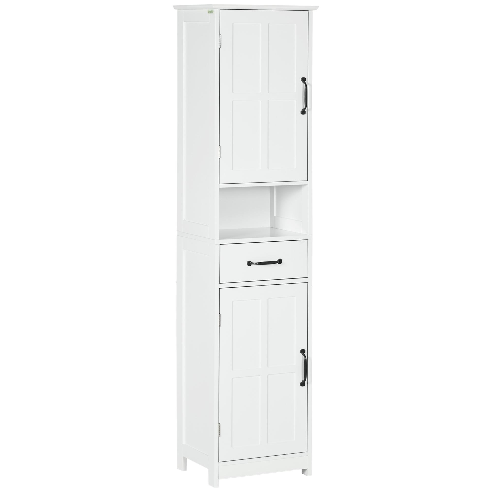 White Recessed Door Bathroom Cabinet with Adjustable Shelves