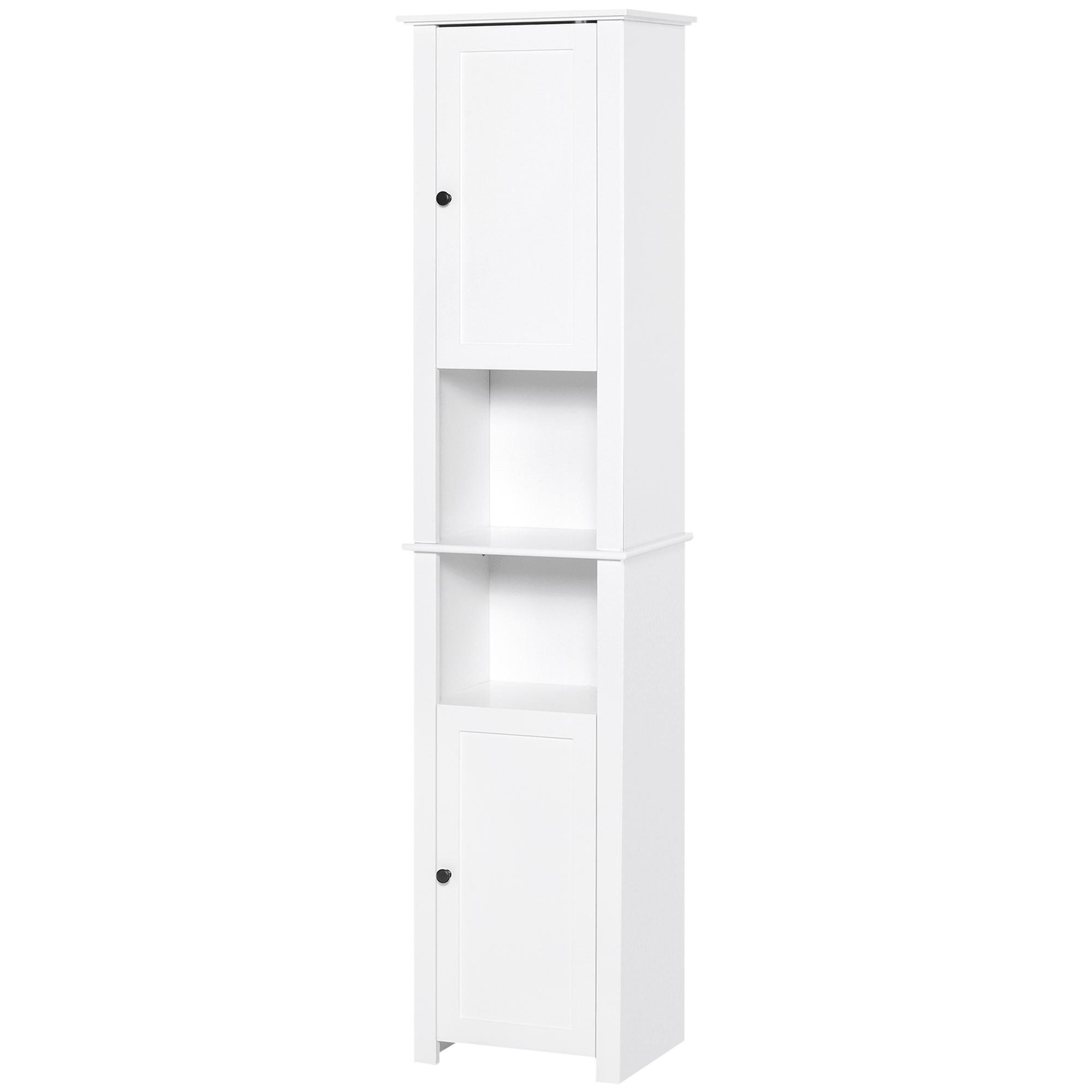 White Freestanding Bathroom Cabinet with Two Cupboards