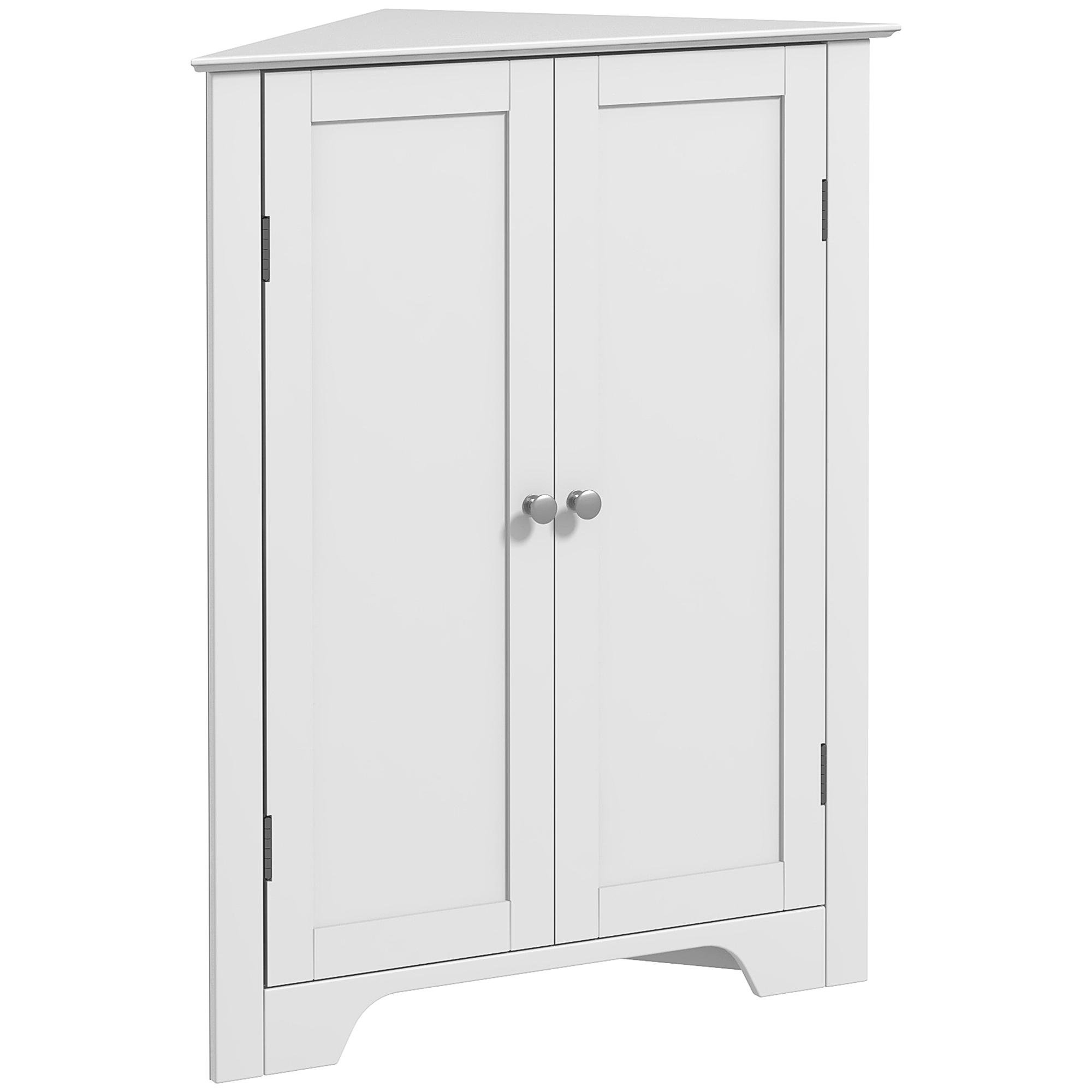 White 25.6 Inch Corner Cabinet with Adjustable Shelf