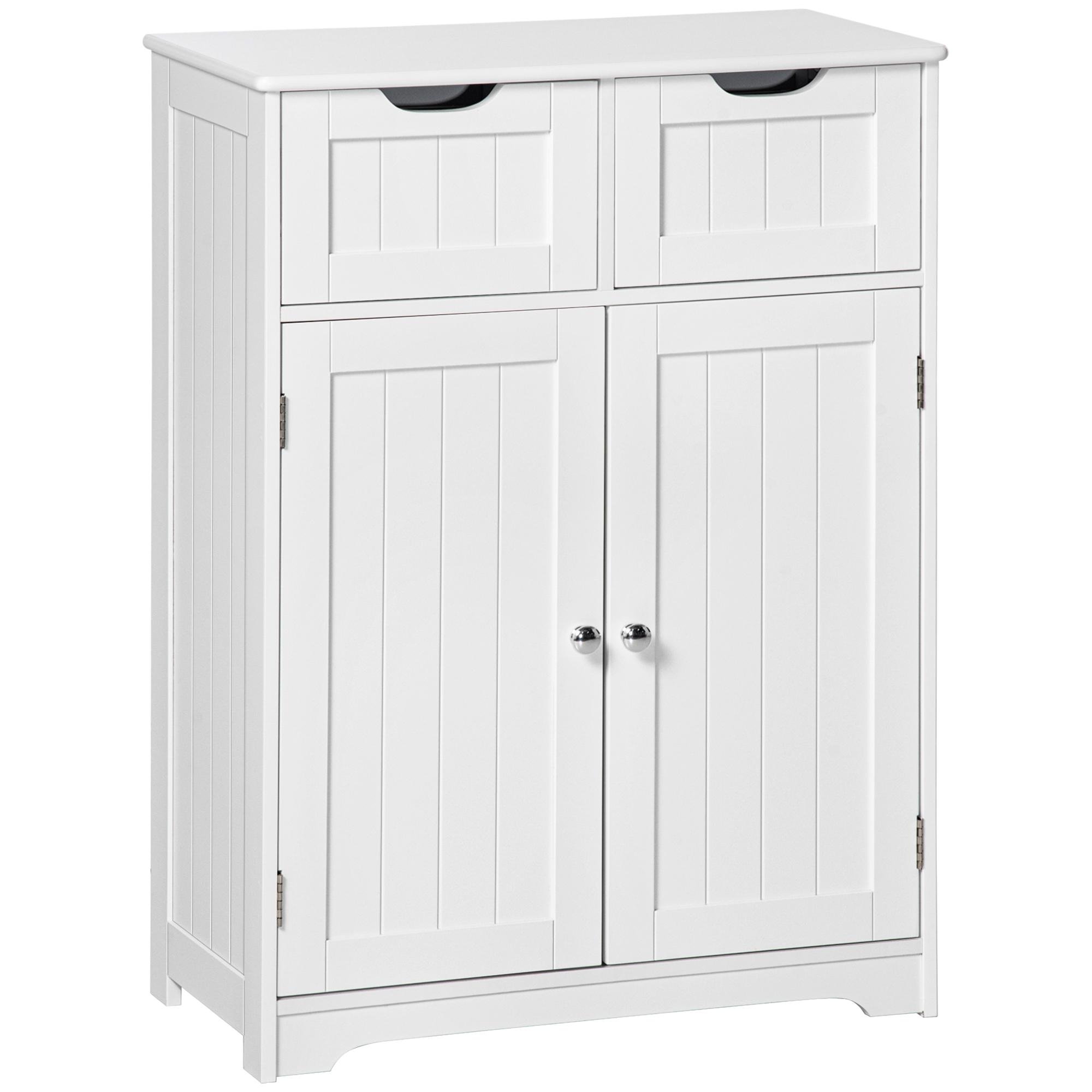 White Two Drawer Bathroom Cabinet with Adjustable Shelf