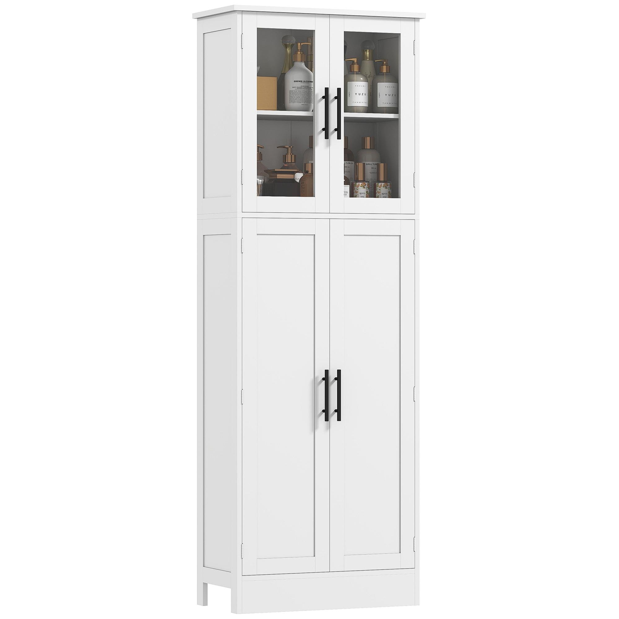 White Glass Door Bathroom Cabinet with Adjustable Shelves