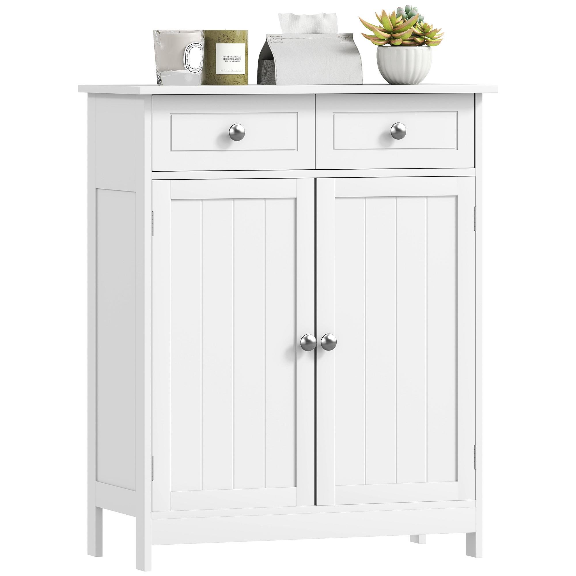 White MDF Bathroom Floor Cabinet with Adjustable Shelf