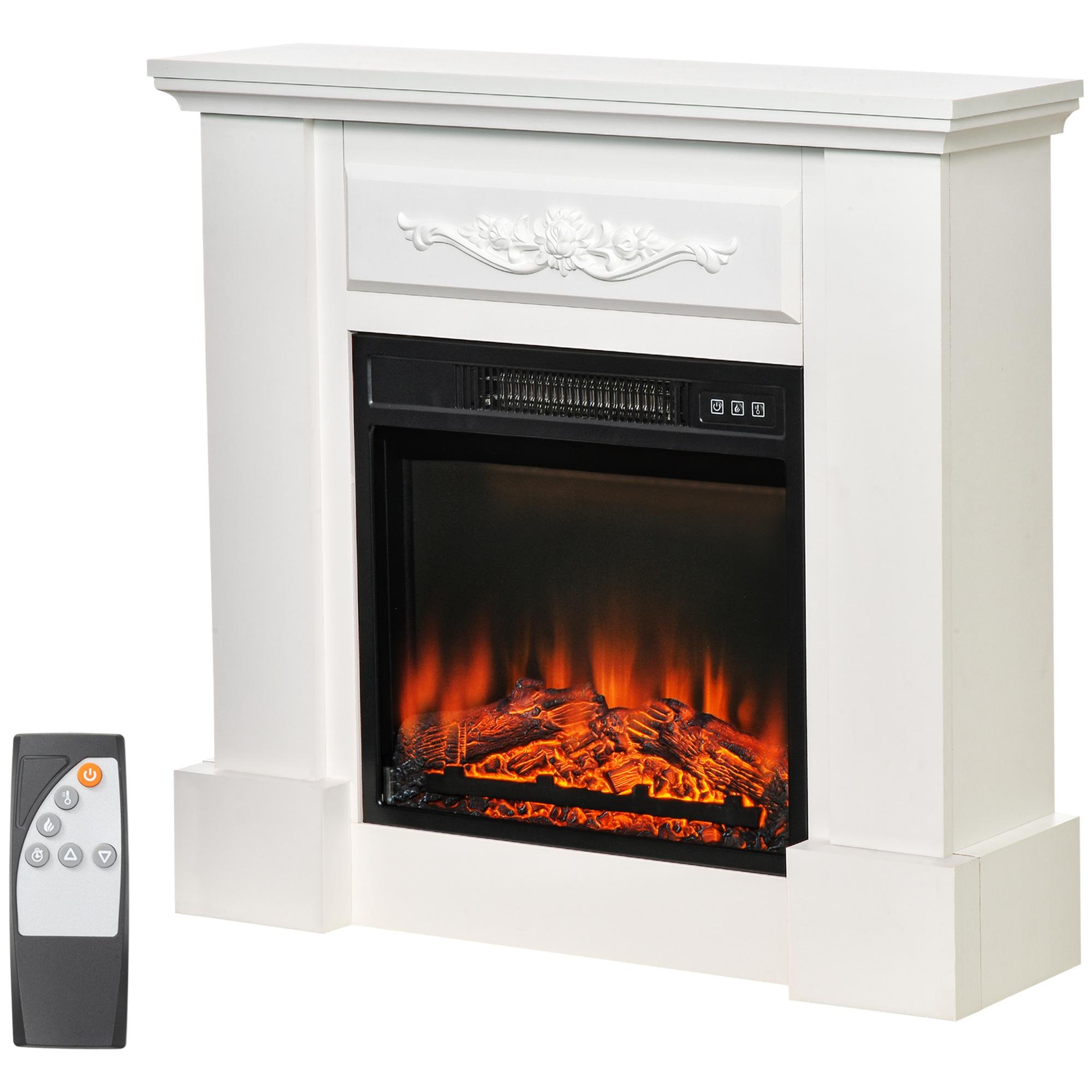White Electric Fireplace Mantel with 1400W Supplemental Heat