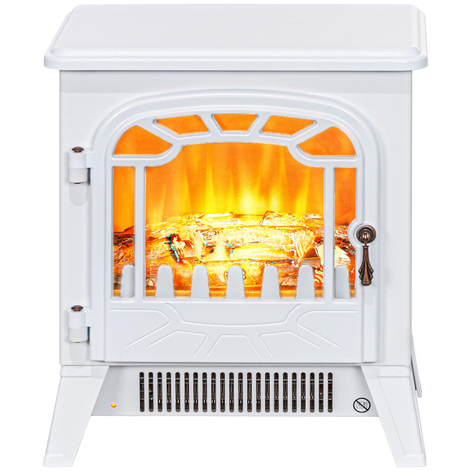 White Electric Fireplace Stove with Independent Flame Effect
