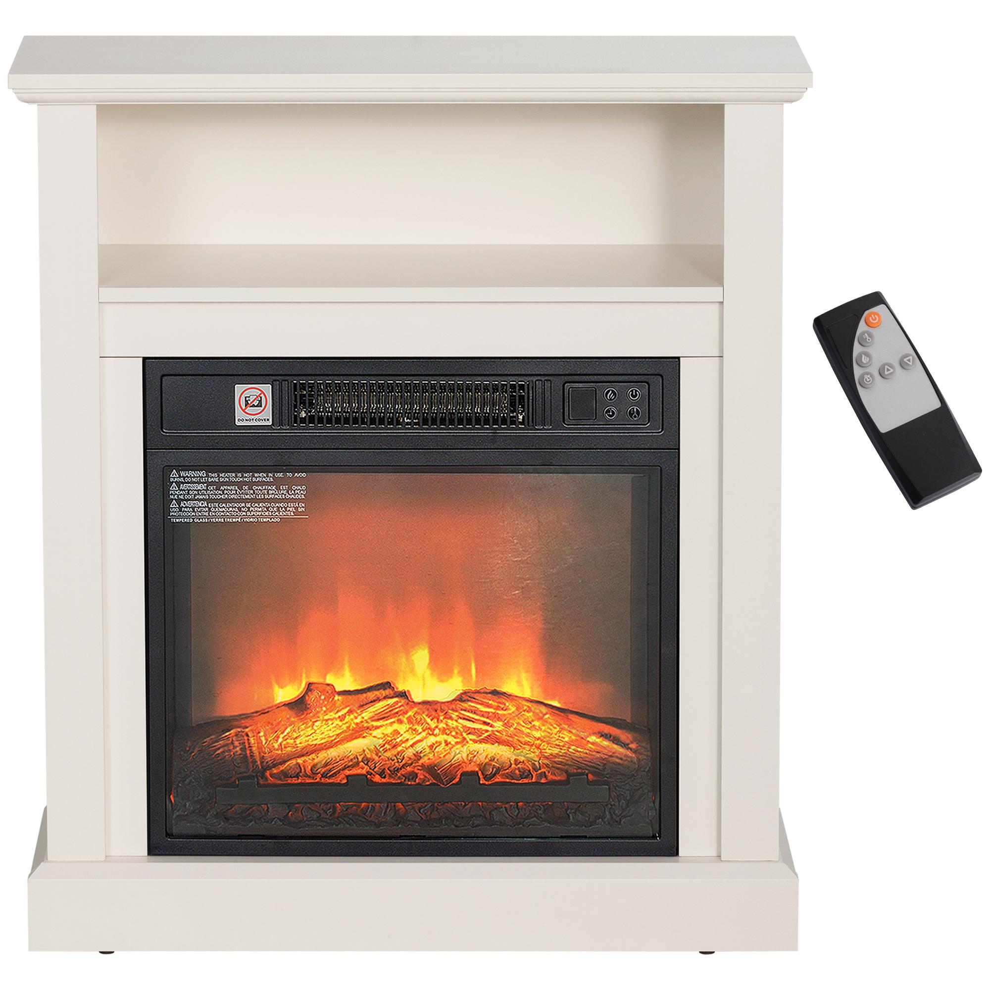 White Mantel Electric Fireplace with Adjustable Flame, 27 in
