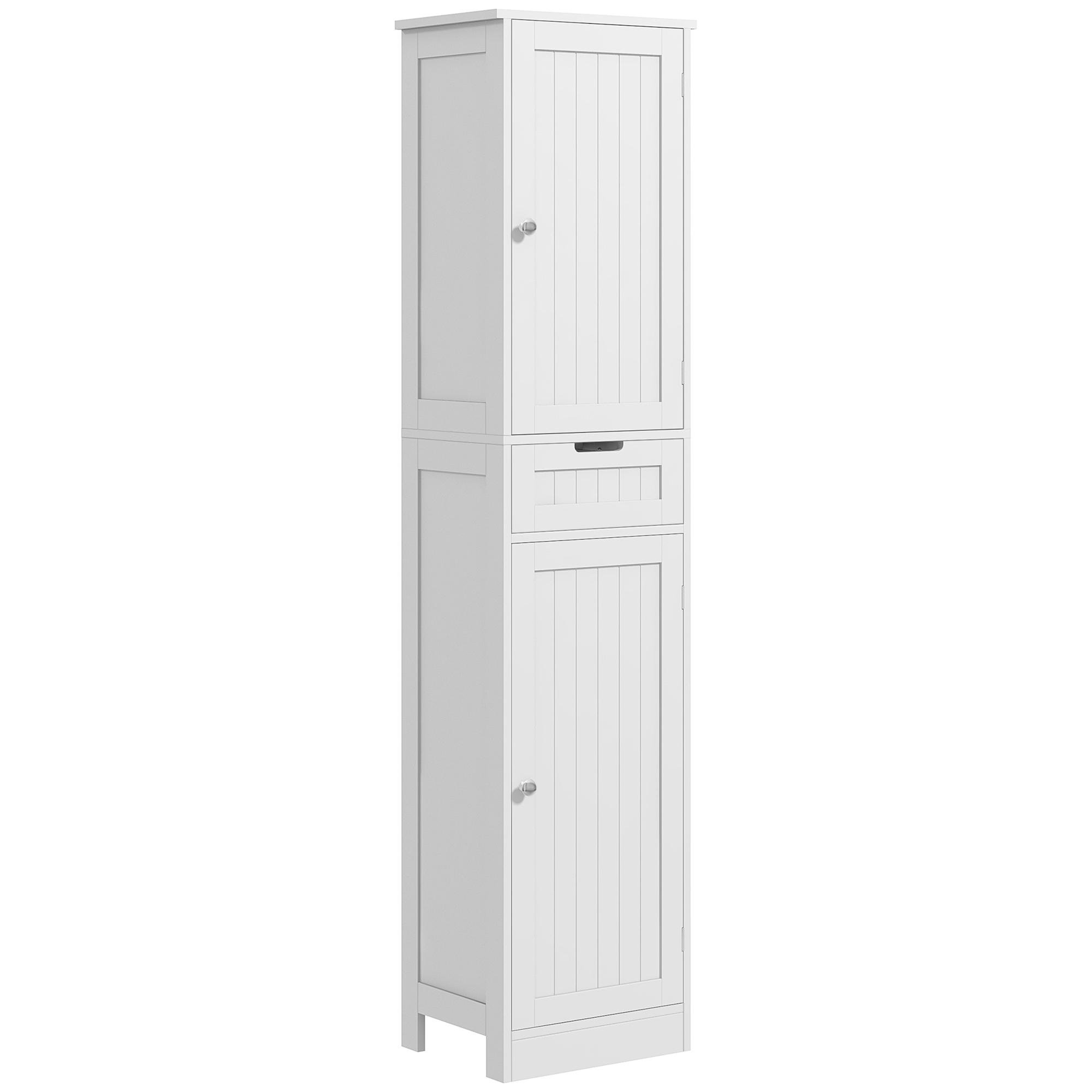 White Engineered Wood Bathroom Cabinet with Adjustable Shelves