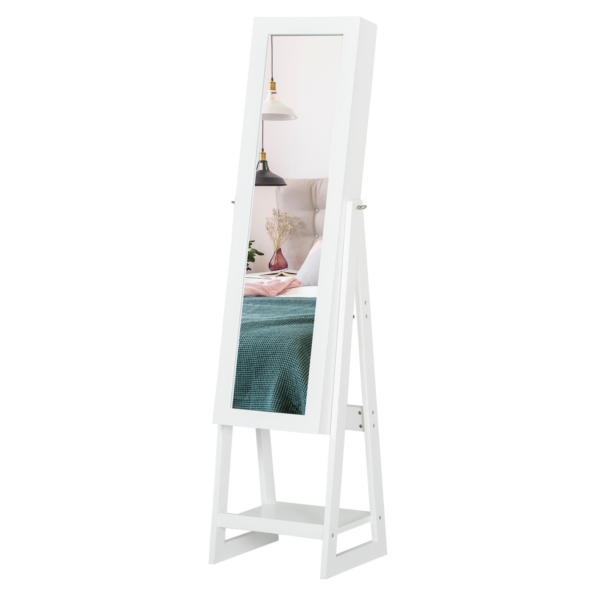 White 63 Inch Jewellery Armoire with LED Mirror