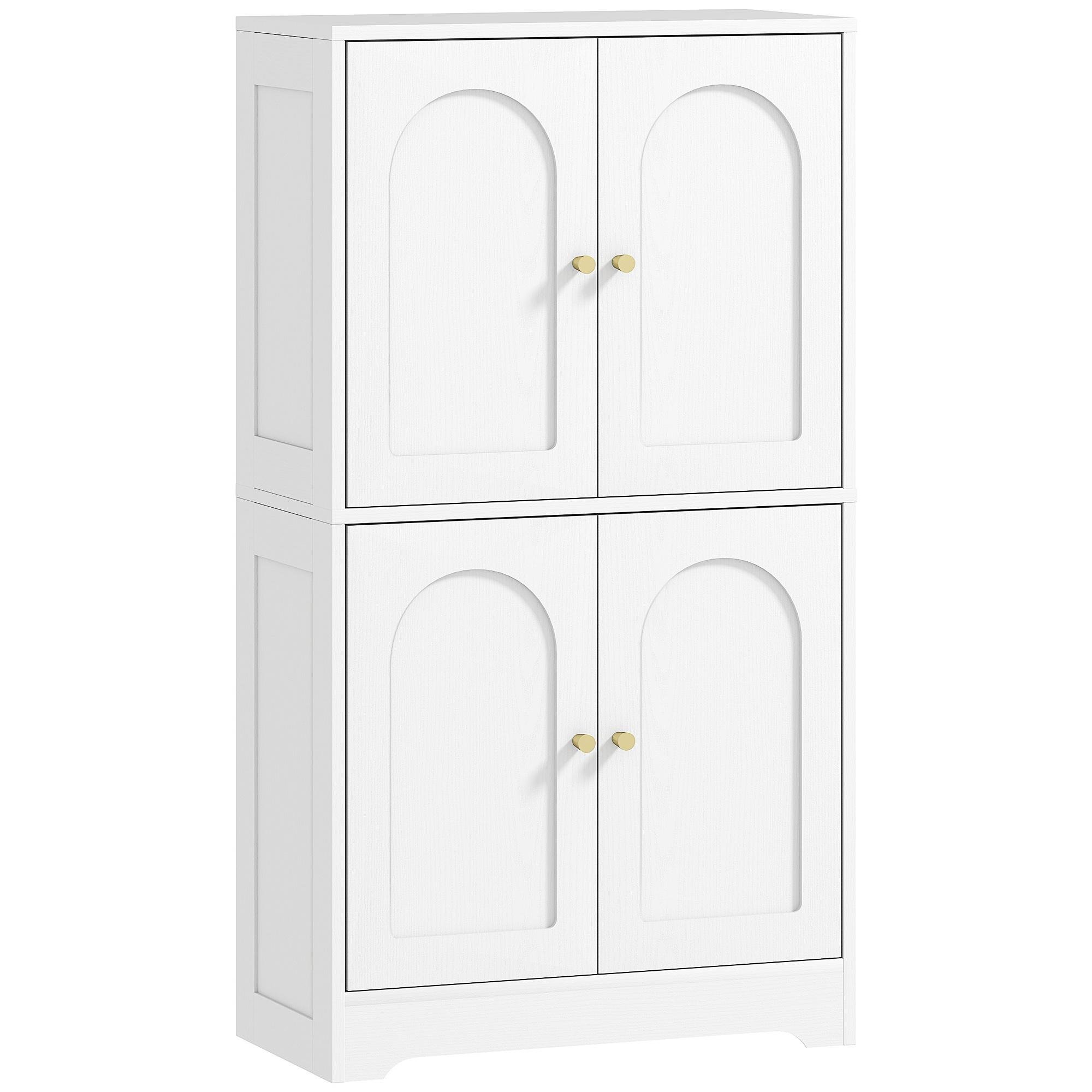 White Arched Four Door Pantry with Adjustable Shelves